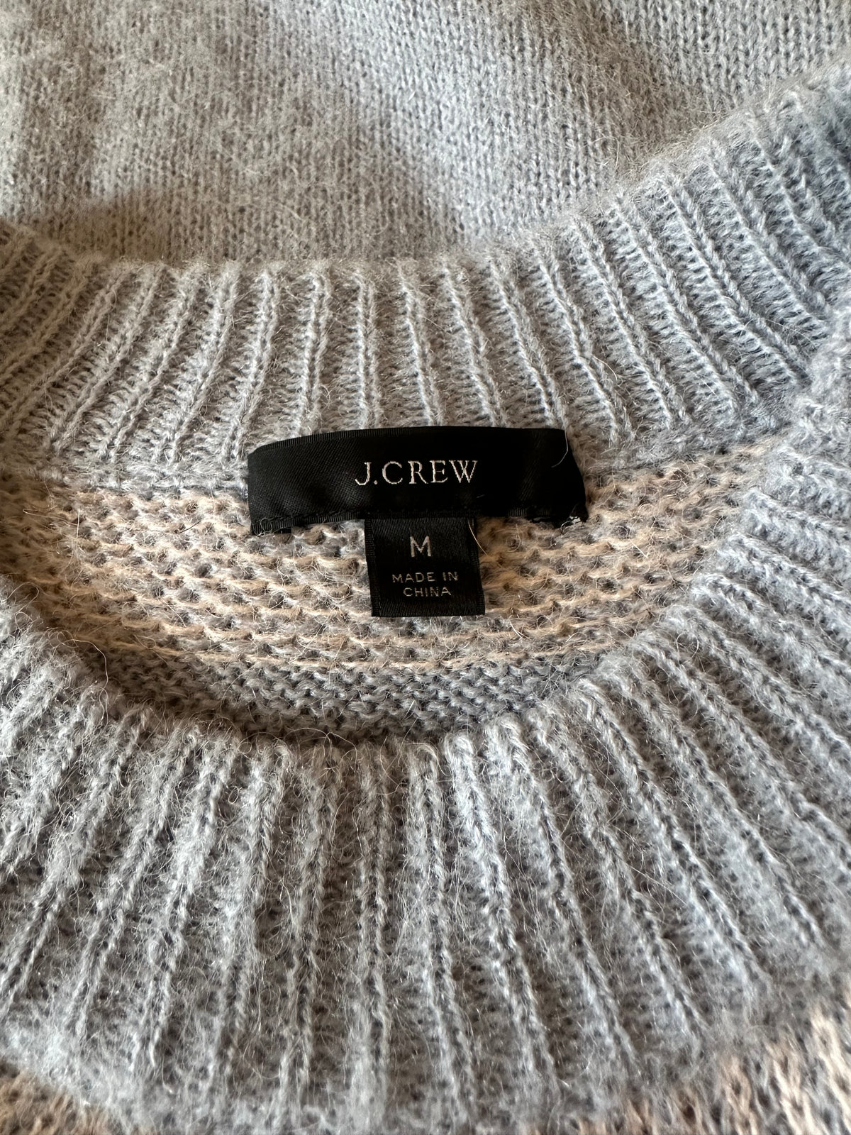 J. Crew Blue Fair Isle Alpaca Wool Blend Yoke Sweater | Size Medium