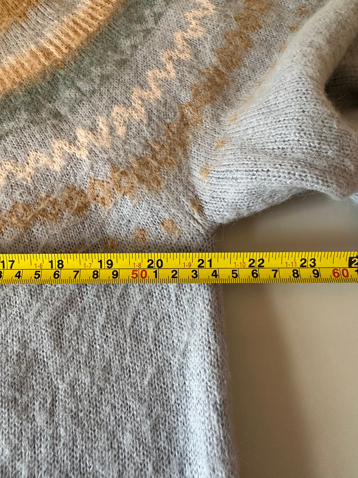 J. Crew Blue Fair Isle Alpaca Wool Blend Yoke Sweater | Size Medium