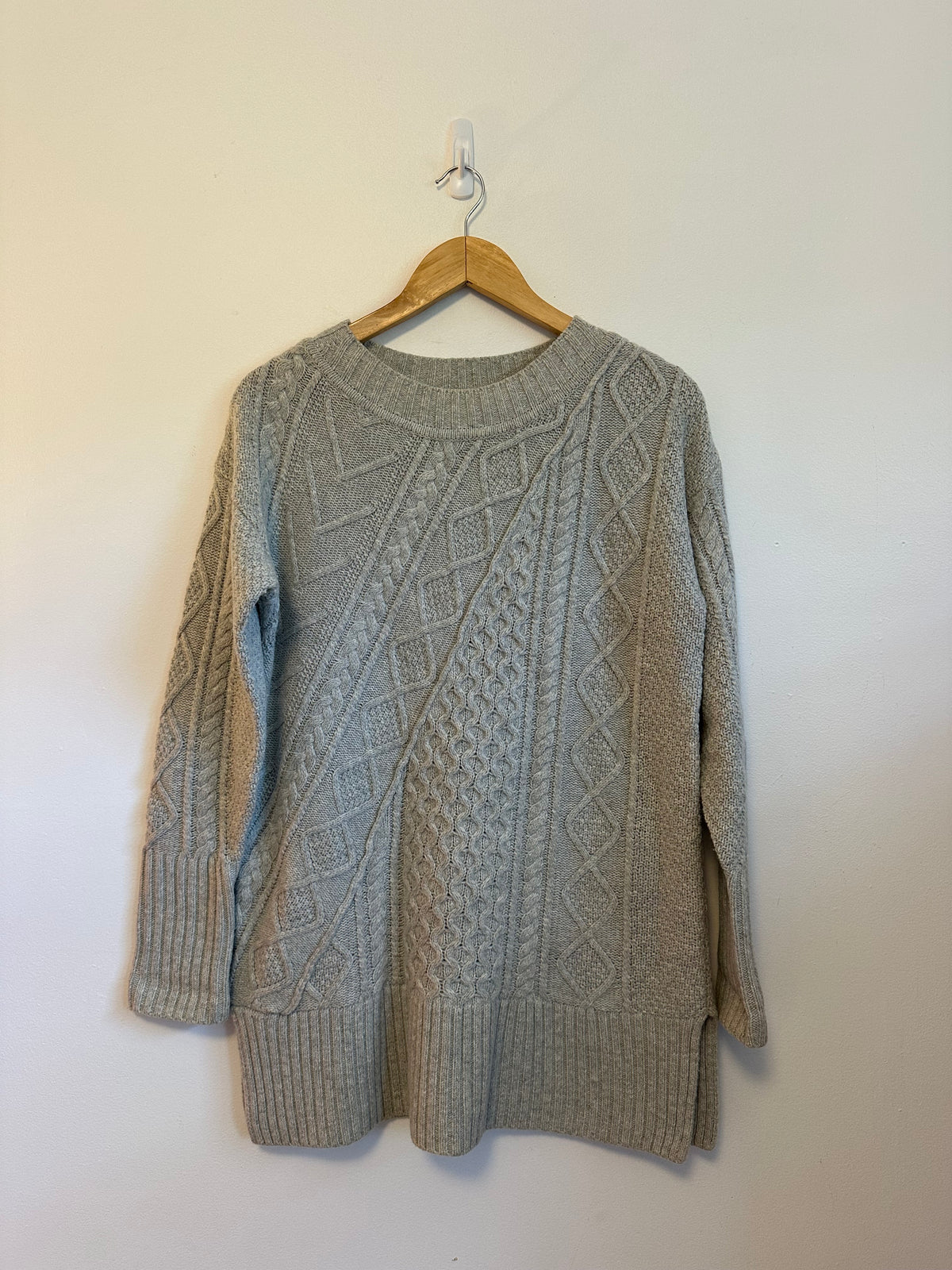J. Crew Gray Wool Blend Cable Knit Tunic Sweater | Size Small