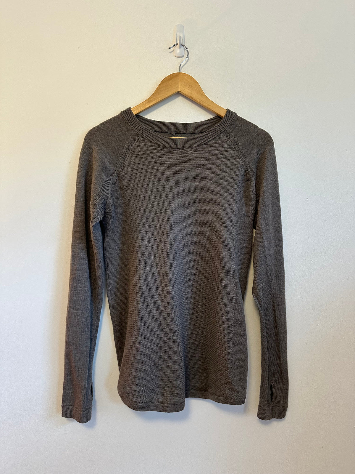 Lululemon Taupe Brown Textured Knit Raglan Sweater with Thumbholes | Size Small