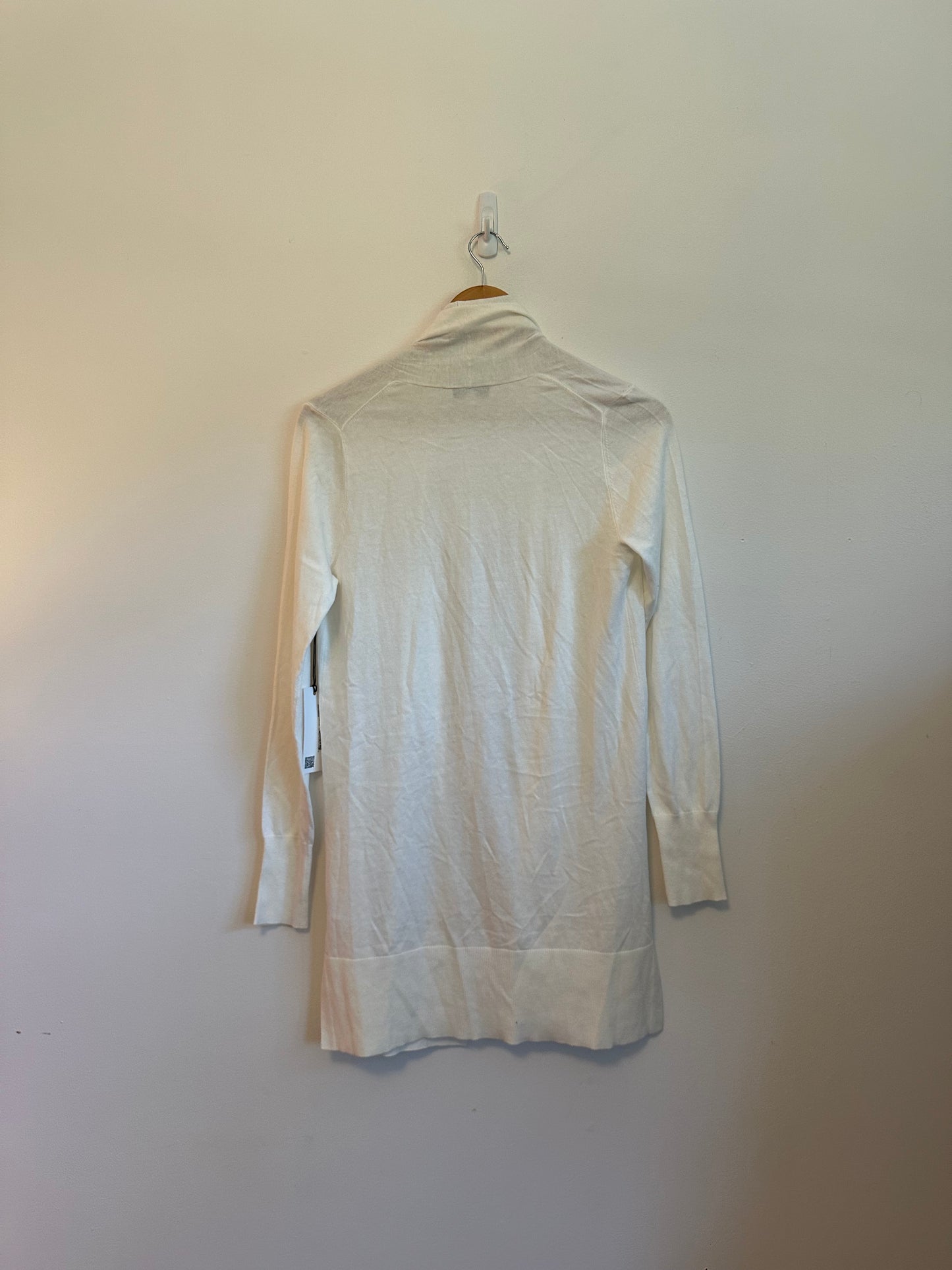 NWT White + Warren Sustainable Cotton Long Open Cardigan in White | Size Small