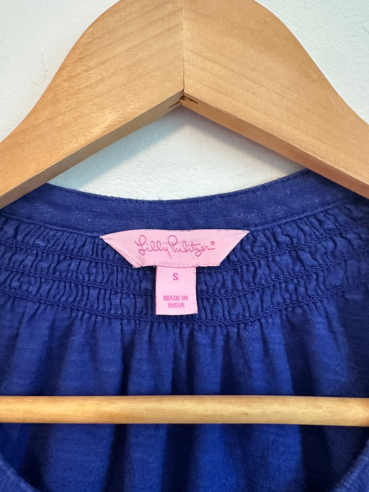 Lilly Pulitzer Royal Blue Smocked V-Neck Sleeveless Shift Dress | Size Small