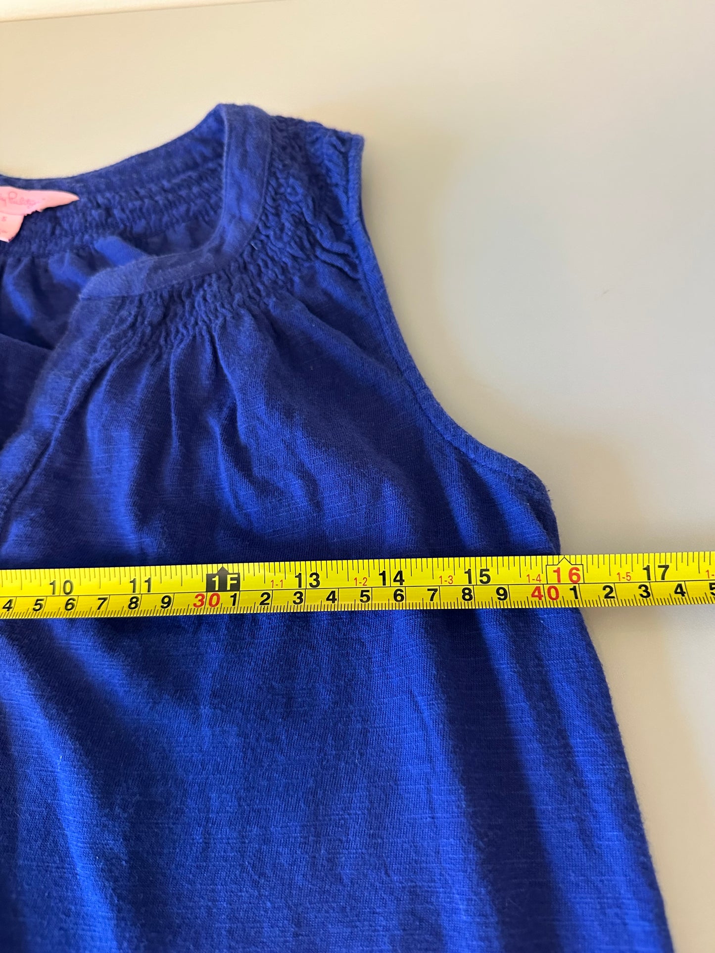 Lilly Pulitzer Royal Blue Smocked V-Neck Sleeveless Shift Dress | Size Small