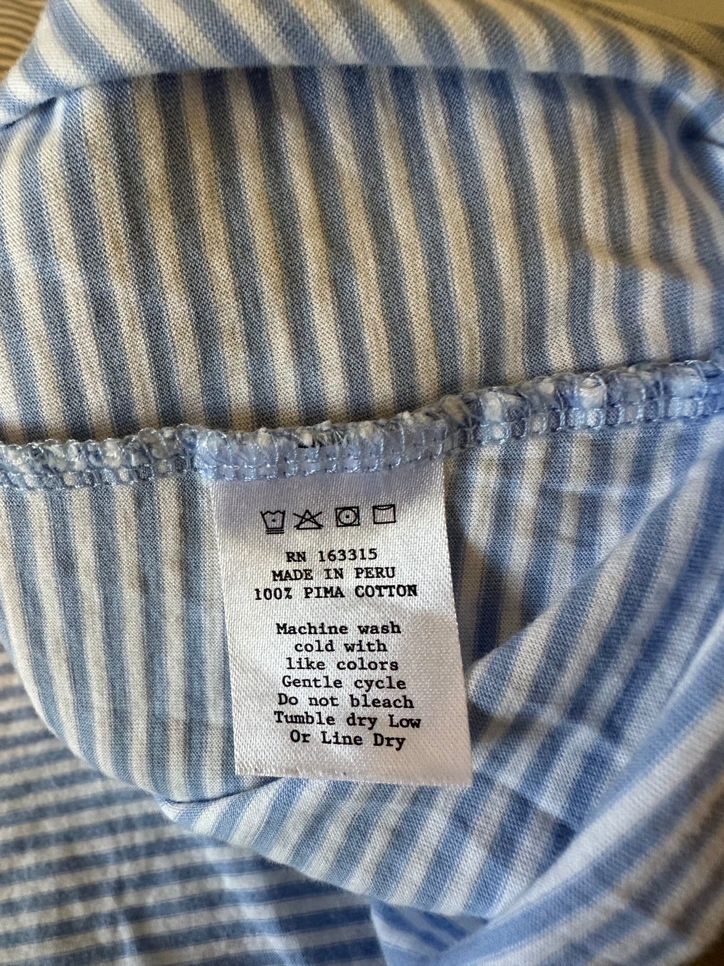 Renwick Pima Cotton Striped Short Sleeve Polo Shirt in Blue and White | Size Medium