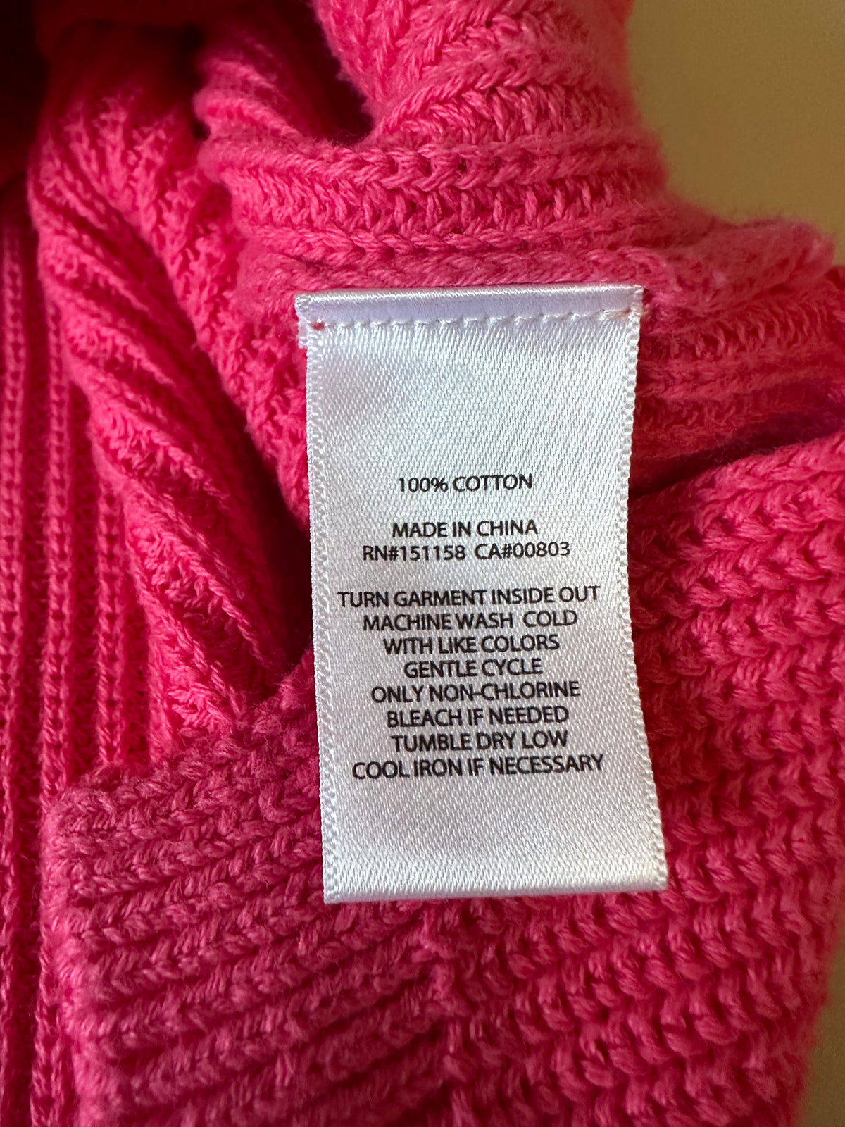 525 America Hot Pink Cotton Shaker Stitch High Low Crew Neck Sweater | Size Large