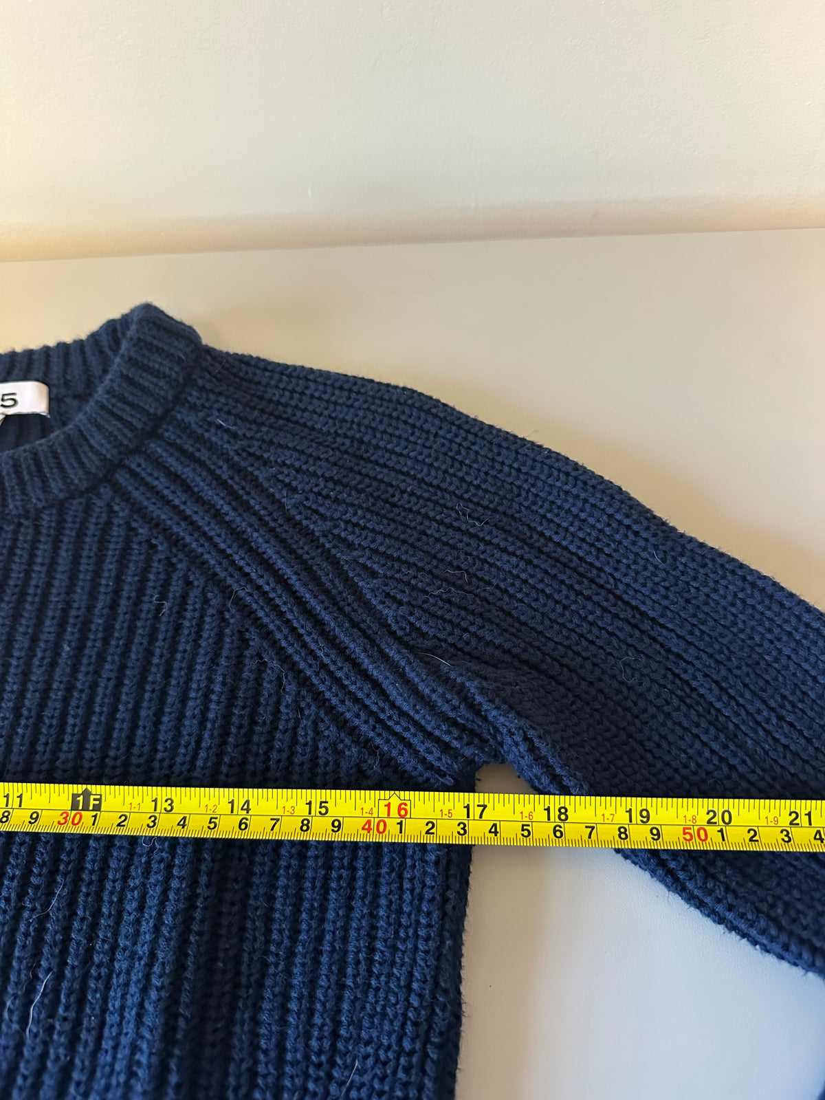 525 Navy Blue Cotton Shaker Knit Raglan Crew Neck Sweater | Size Small