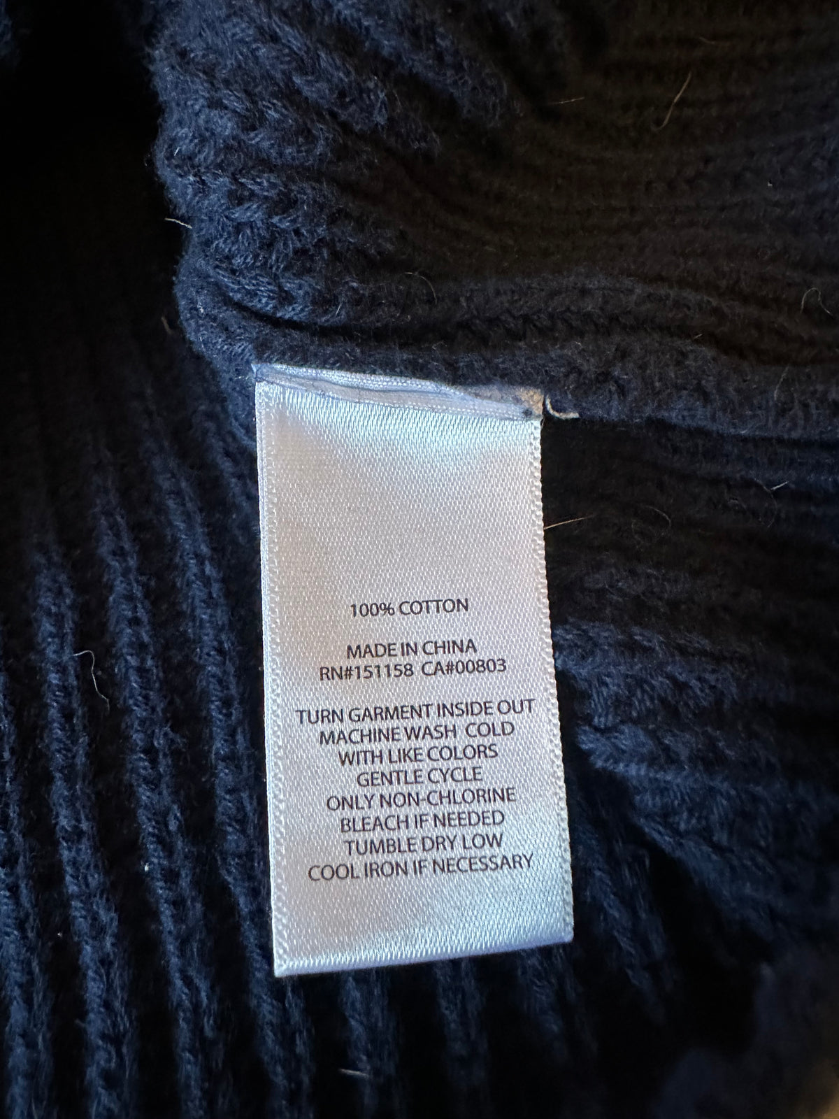 525 Navy Blue Cotton Shaker Knit Raglan Crew Neck Sweater | Size Small