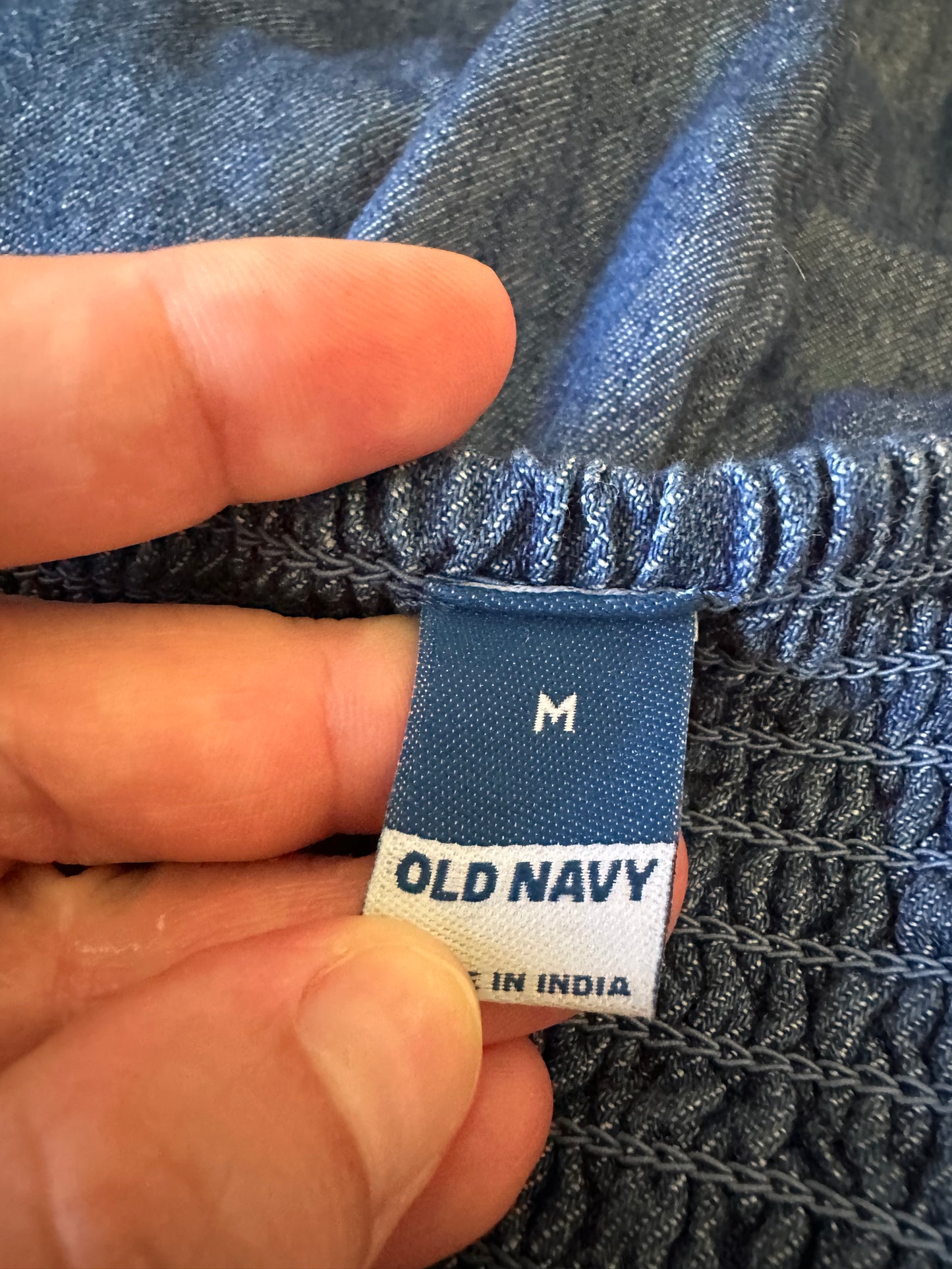 Old Navy Blue Denim Twist Front Cutout Romper | Size Medium