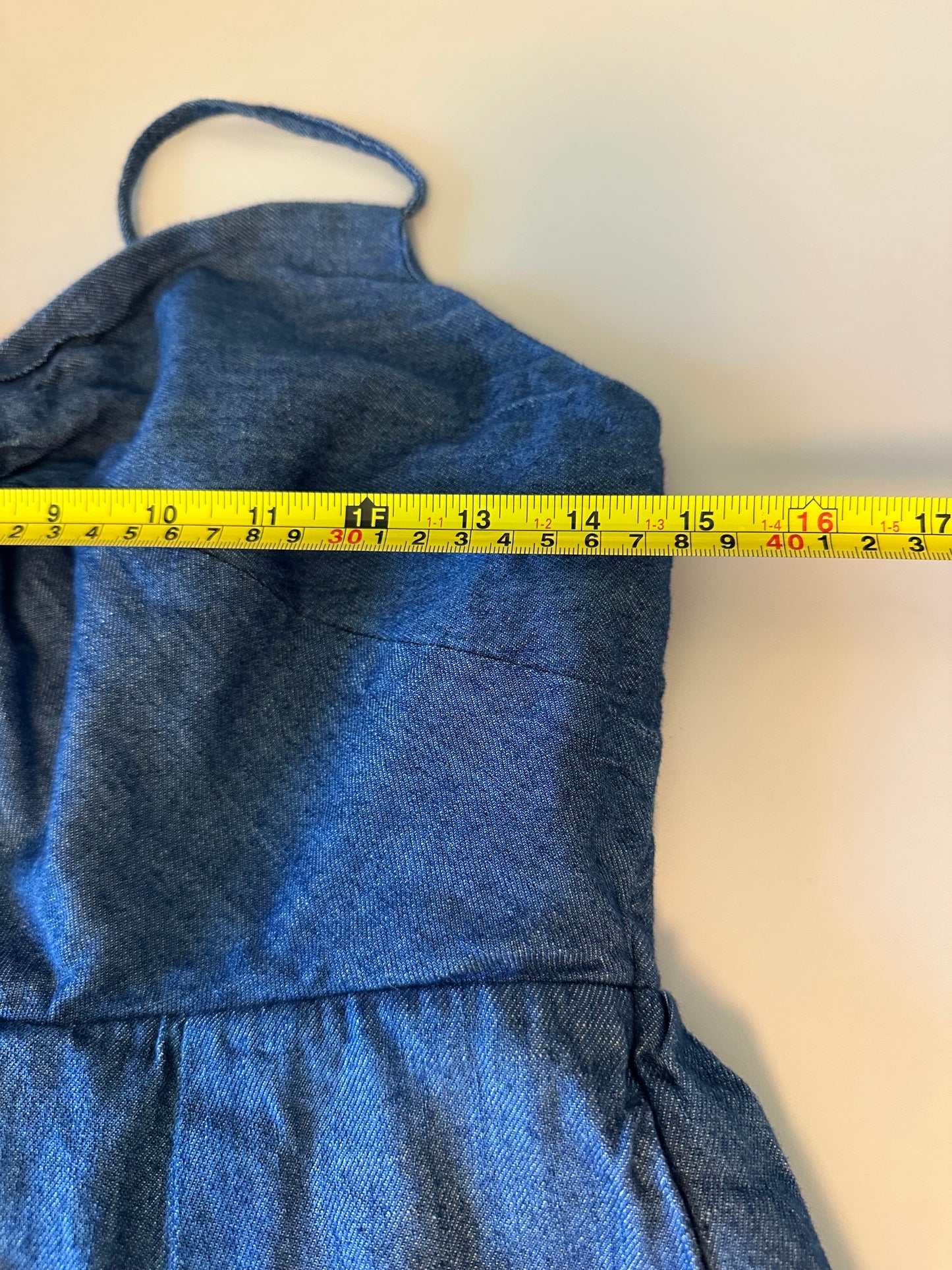 Old Navy Blue Denim Twist Front Cutout Romper | Size Medium