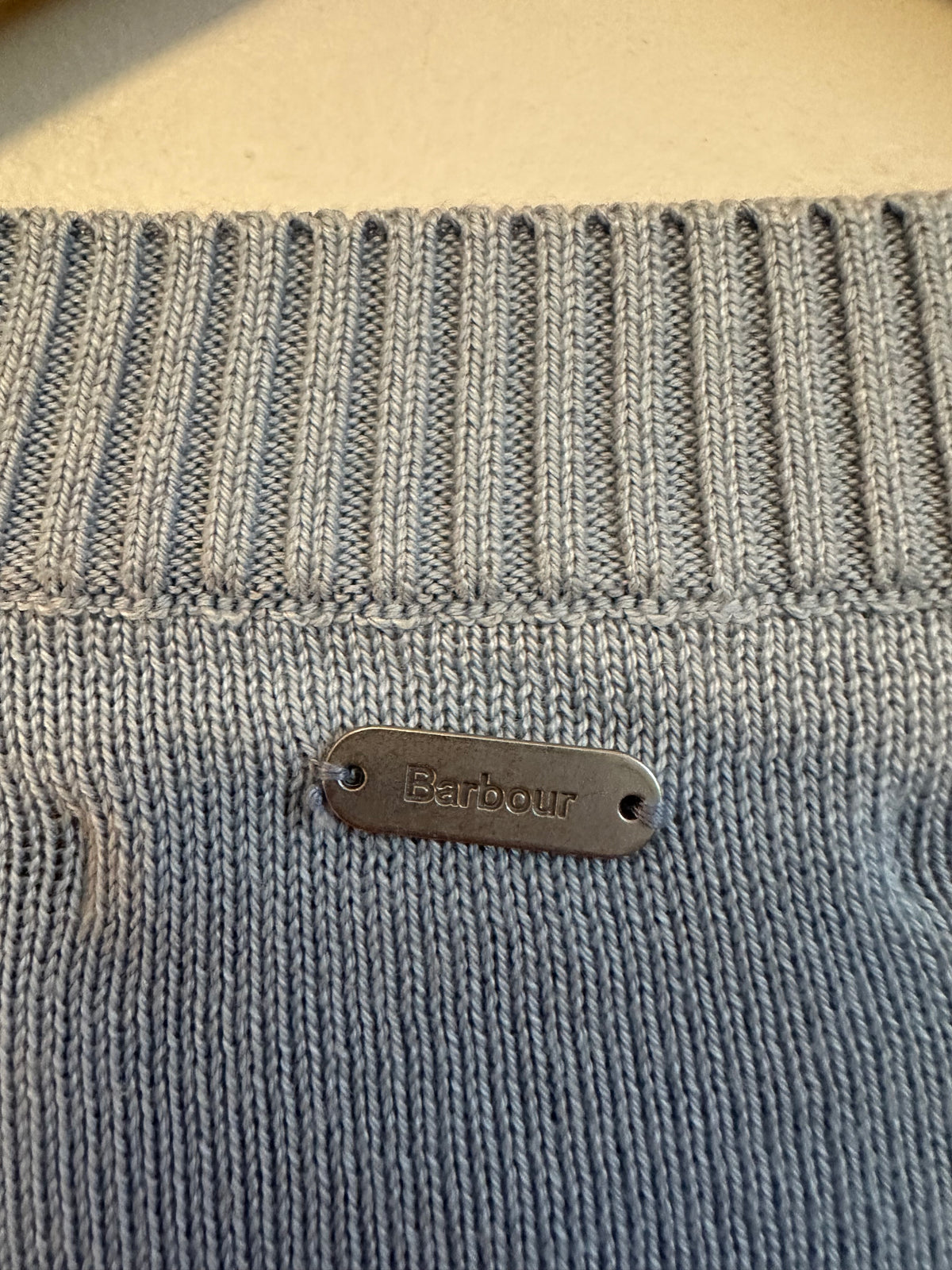 Barbour Bronya Knitted Blue and Yellow Striped Cotton Sweater|  Size 6