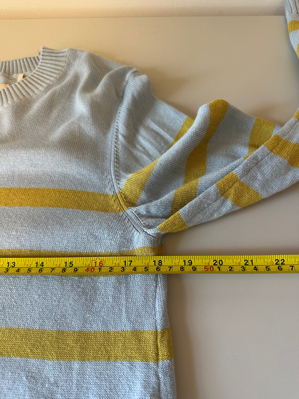 Barbour Bronya Knitted Blue and Yellow Striped Cotton Sweater|  Size 6