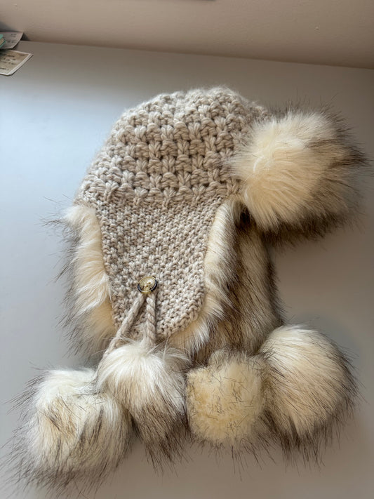 Starling Bajka Cozy Knit Hat with Faux Fur Pom Poms | One Size