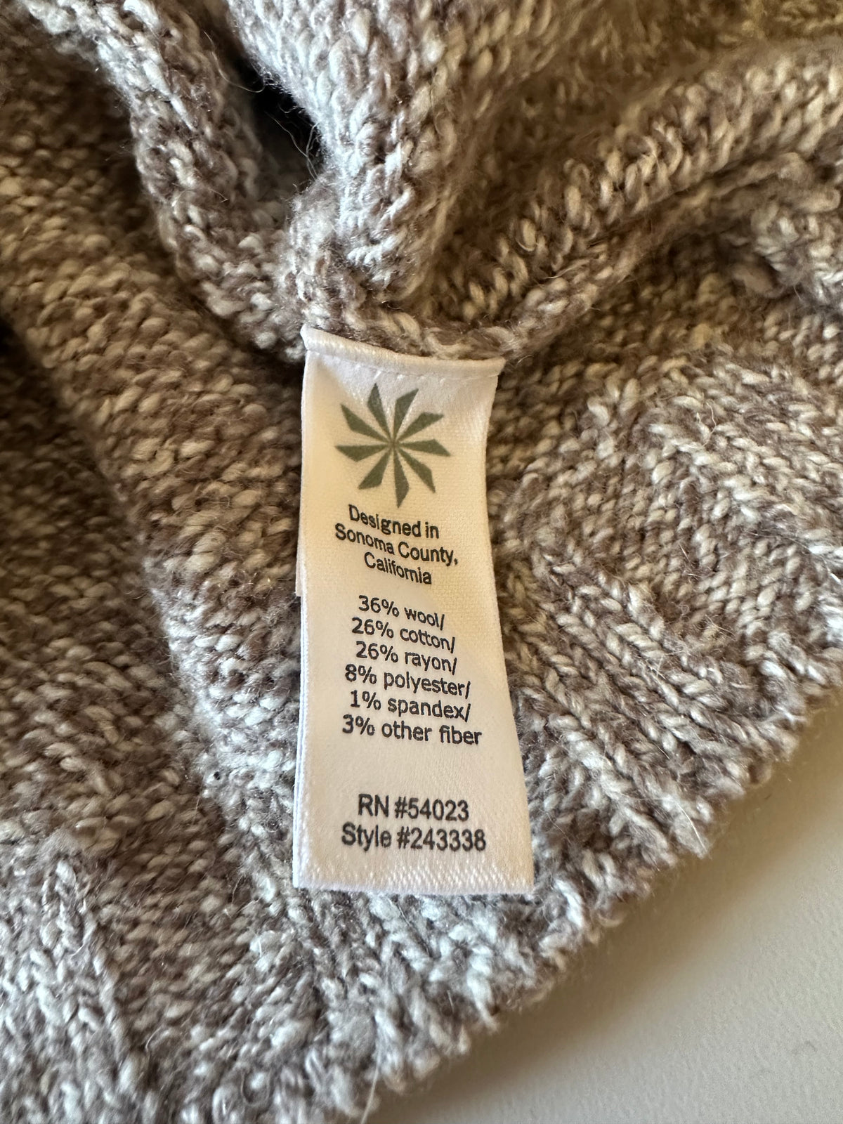 Athleta Oatmeal Marl Wool Blend Side Zip Cowl Neck Sweater | Size XS