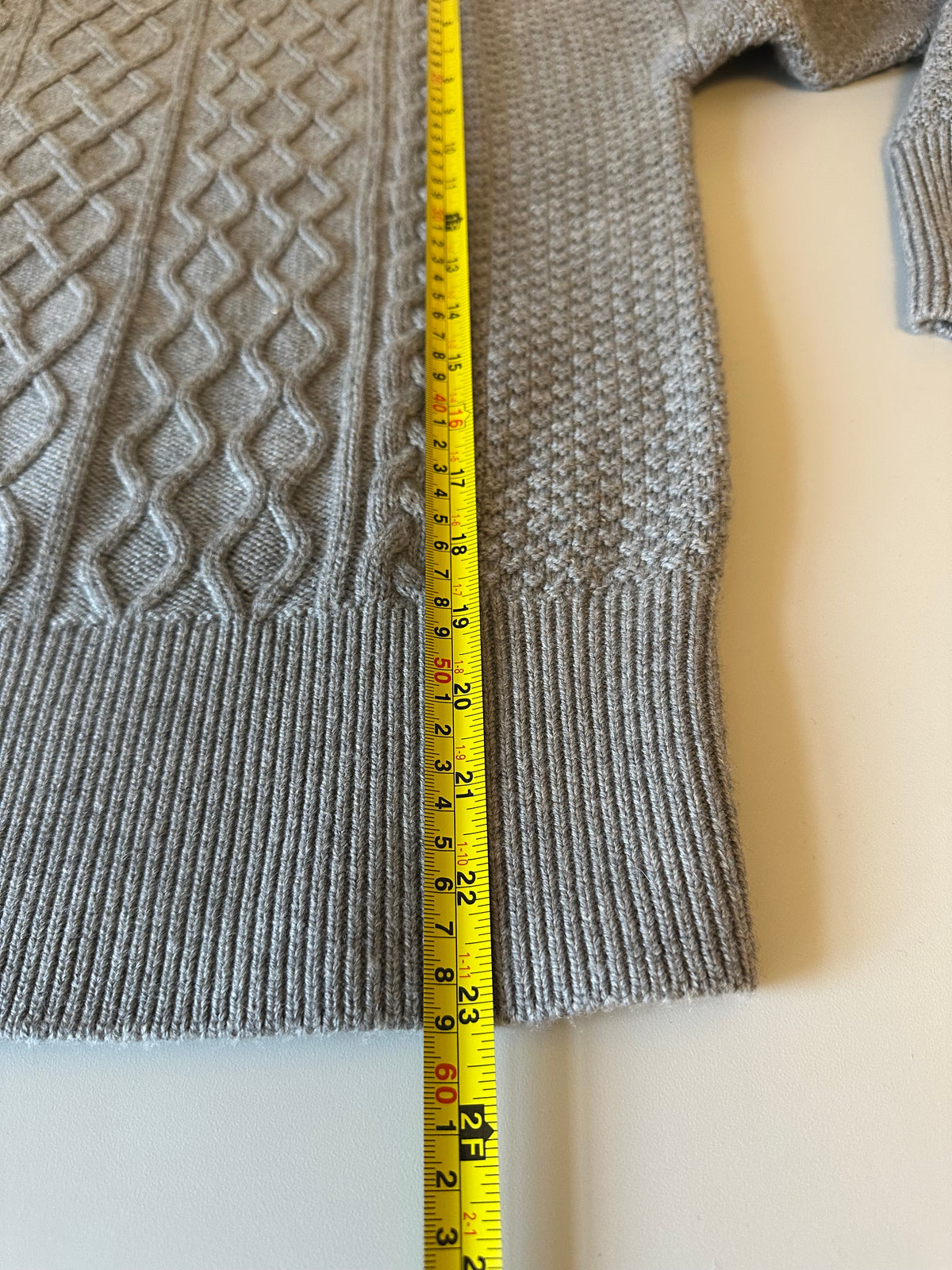 Quince Merino Wool Oversized Cable Knit Crew Neck Sweater | Size Small