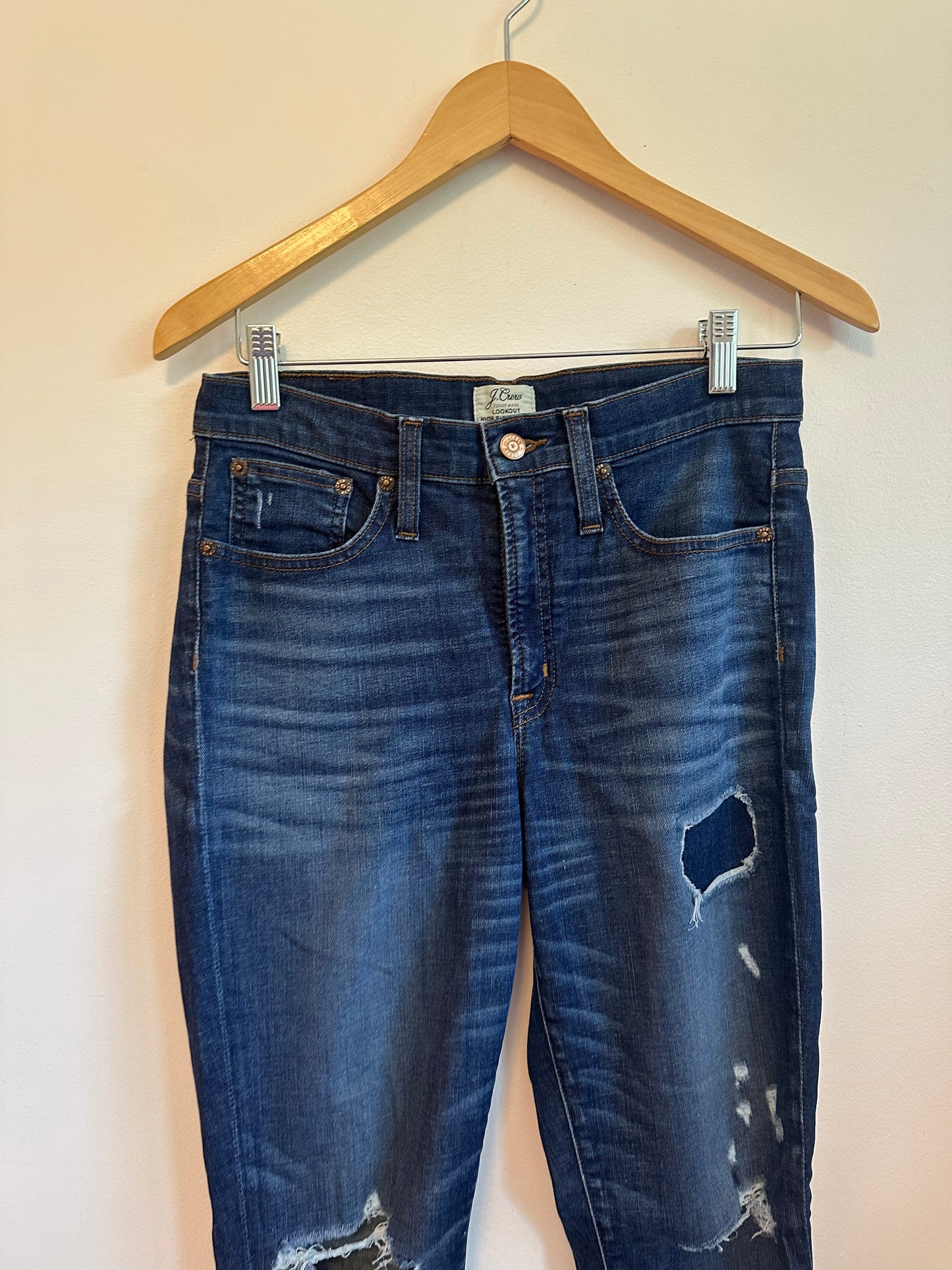 J. Crew Lookout High Rise Skinny Distressed Jeans | Size 28 Petite