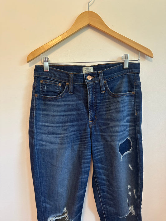 J. Crew Lookout High Rise Skinny Distressed Jeans | Size 28 Petite