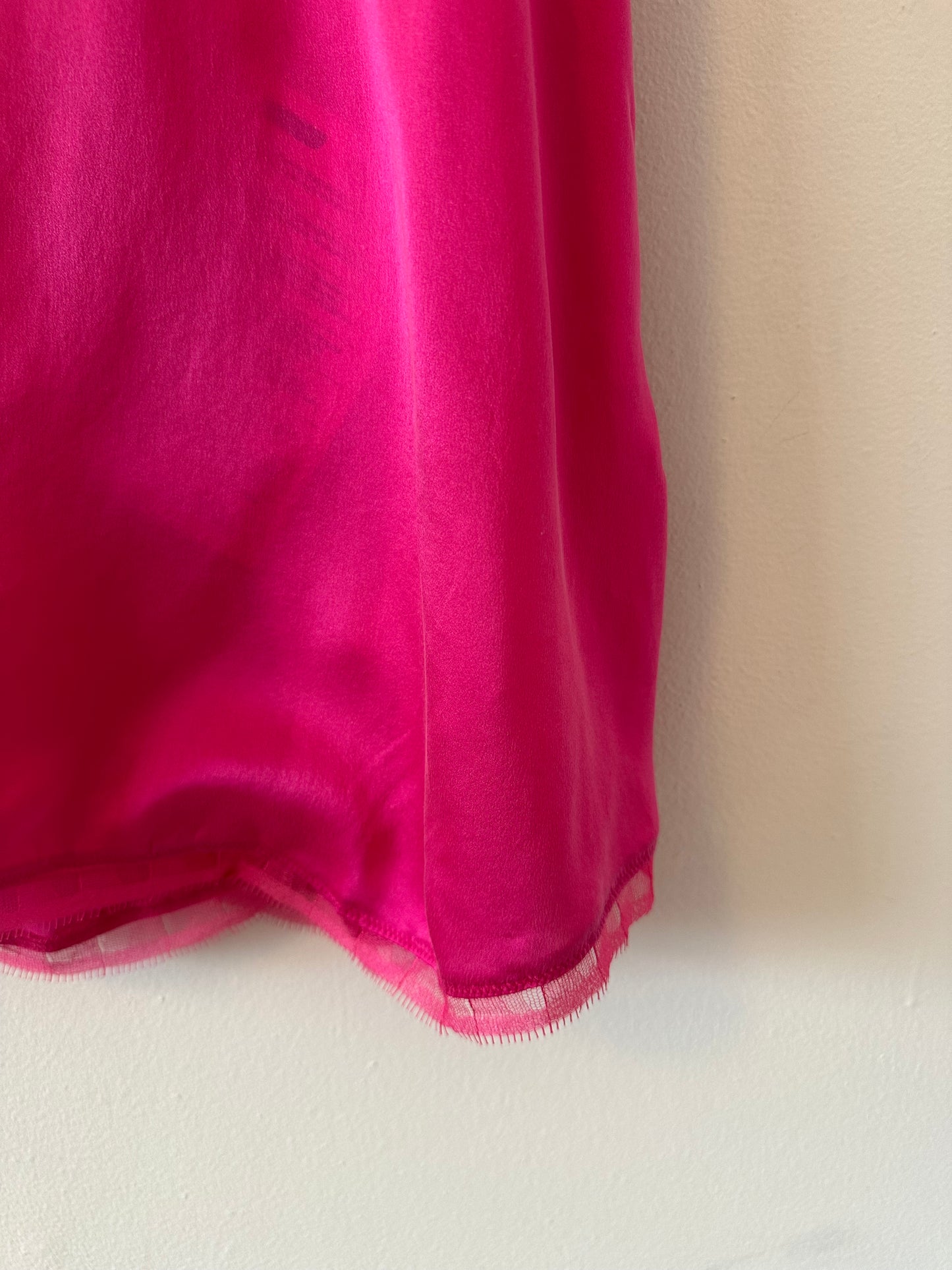 IRO NWT Berwyn Silk Cami With Lace Trim In Fuschia Pink | Size Medium