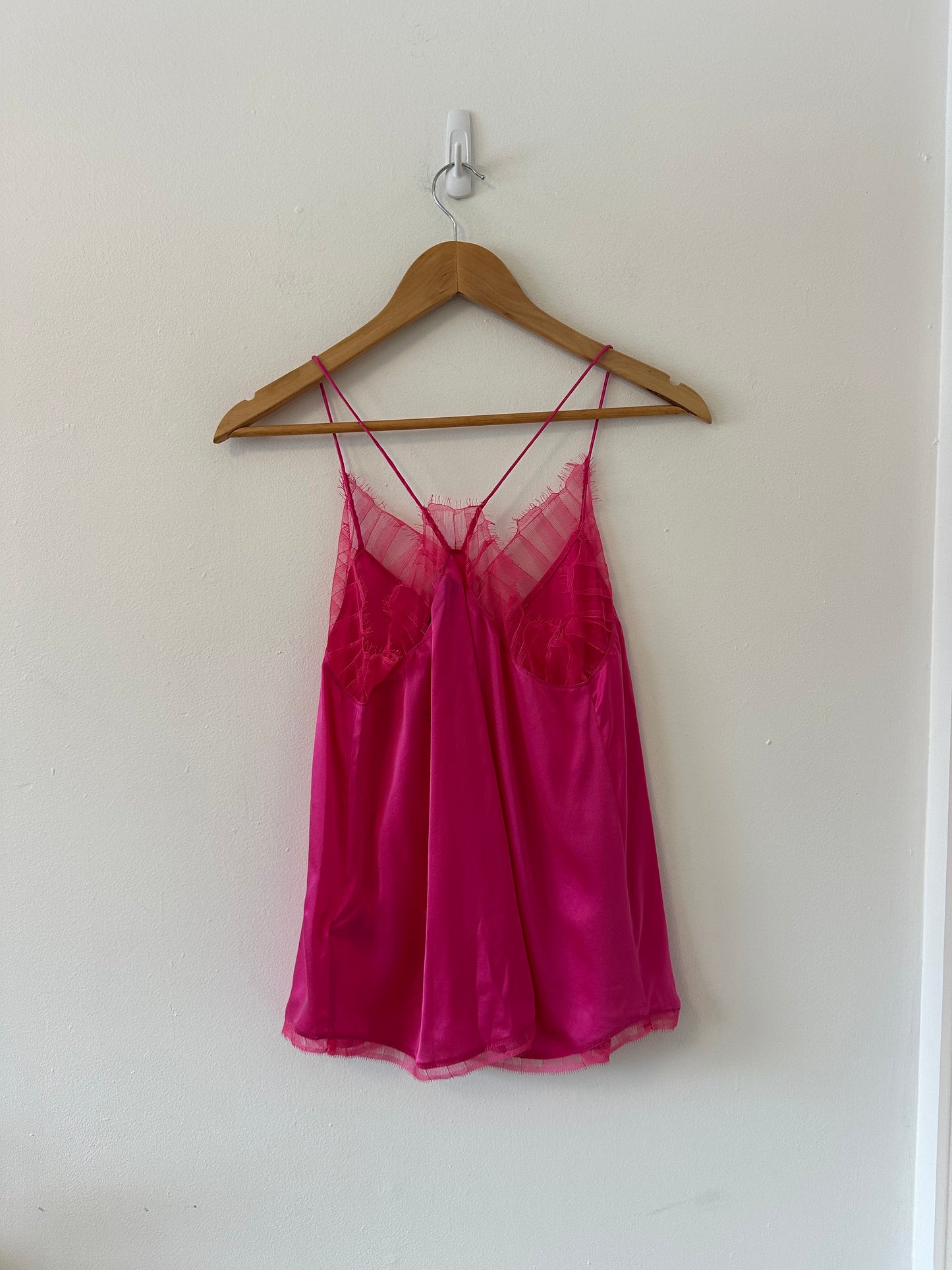 IRO NWT Berwyn Silk Cami With Lace Trim In Fuschia Pink | Size Medium