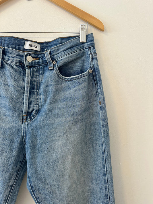 Pistola Straight Leg Distressed Cotton Blue Jeans | Size 29