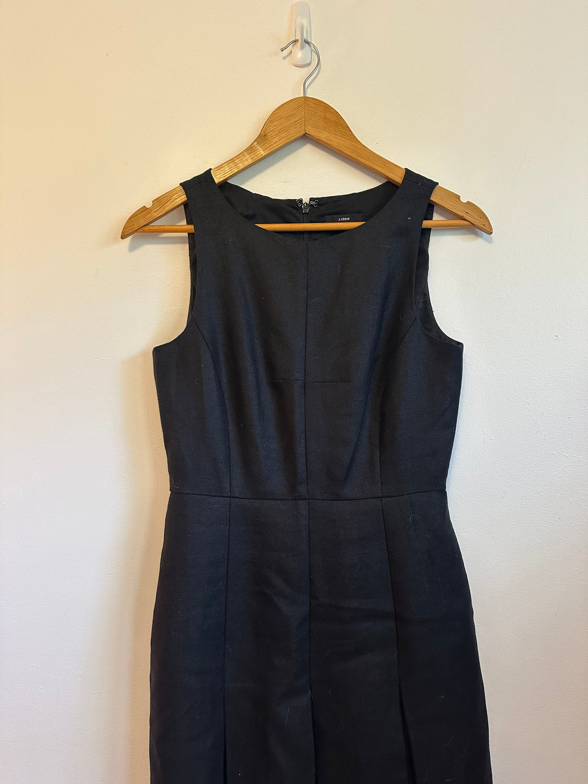 J. Crew Black Linen Sleeveless Fit and Flare Pleated Dress | Size 2