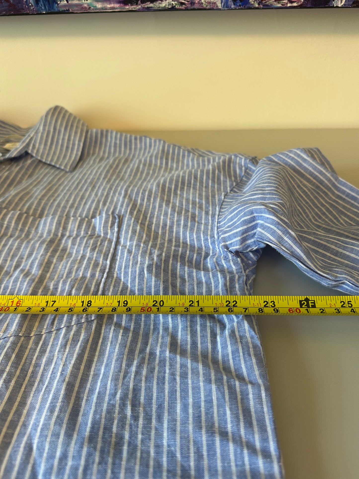NWT H&M Blue and White Striped Linen and Cotton Oversized Button Down Shirt | Size Small