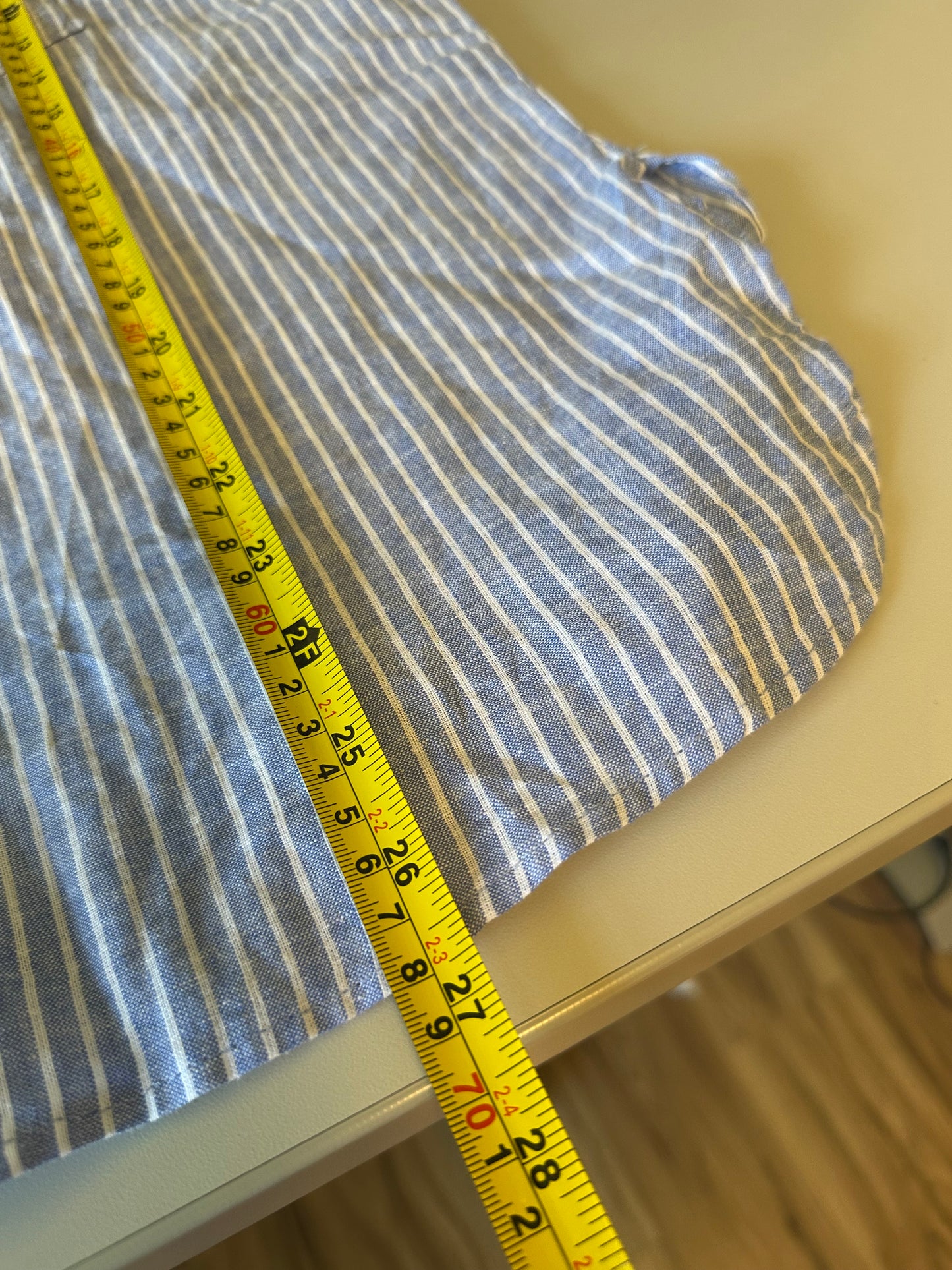NWT H&M Blue and White Striped Linen and Cotton Oversized Button Down Shirt | Size Small
