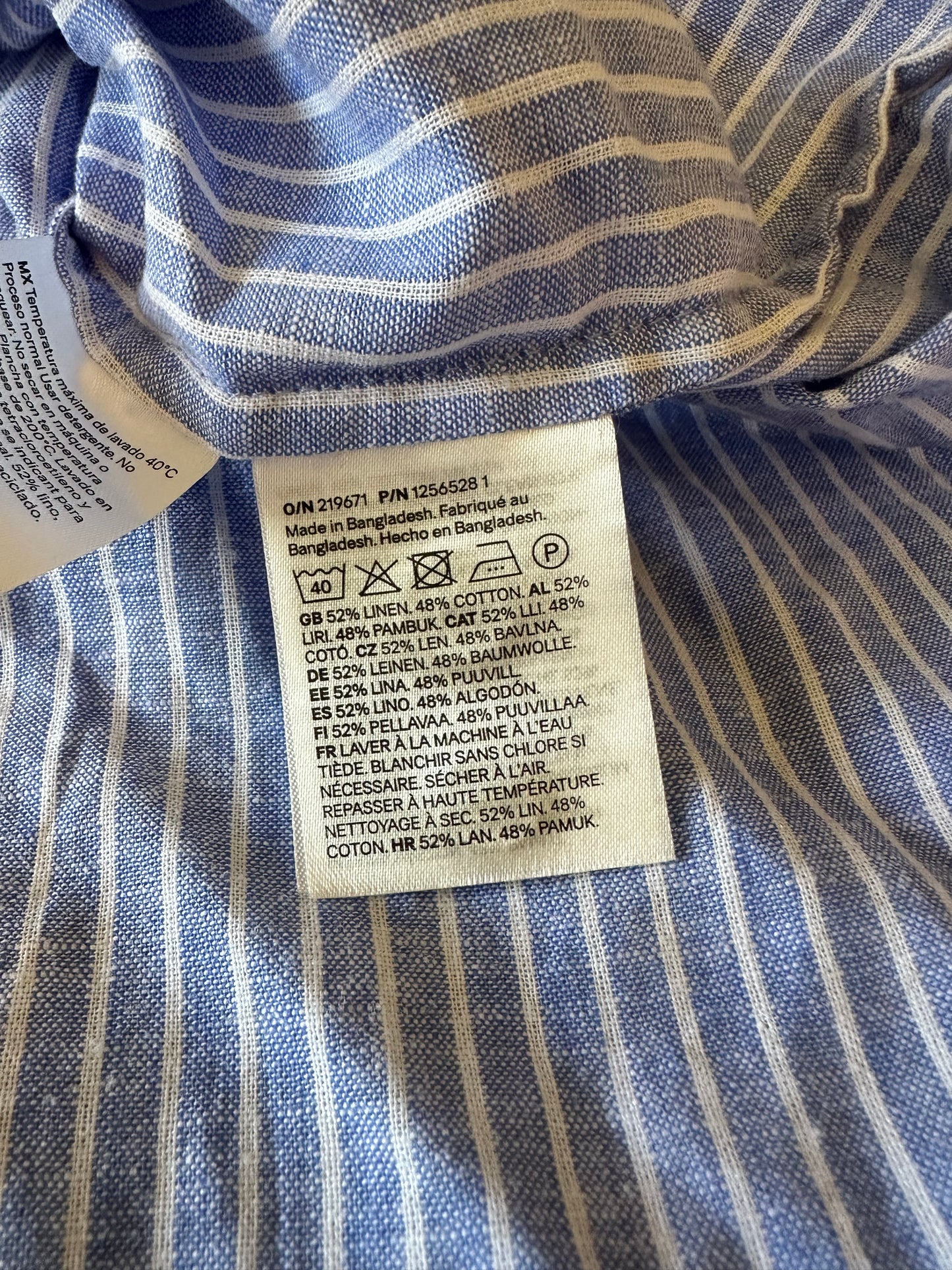 NWT H&M Blue and White Striped Linen and Cotton Oversized Button Down Shirt | Size Small