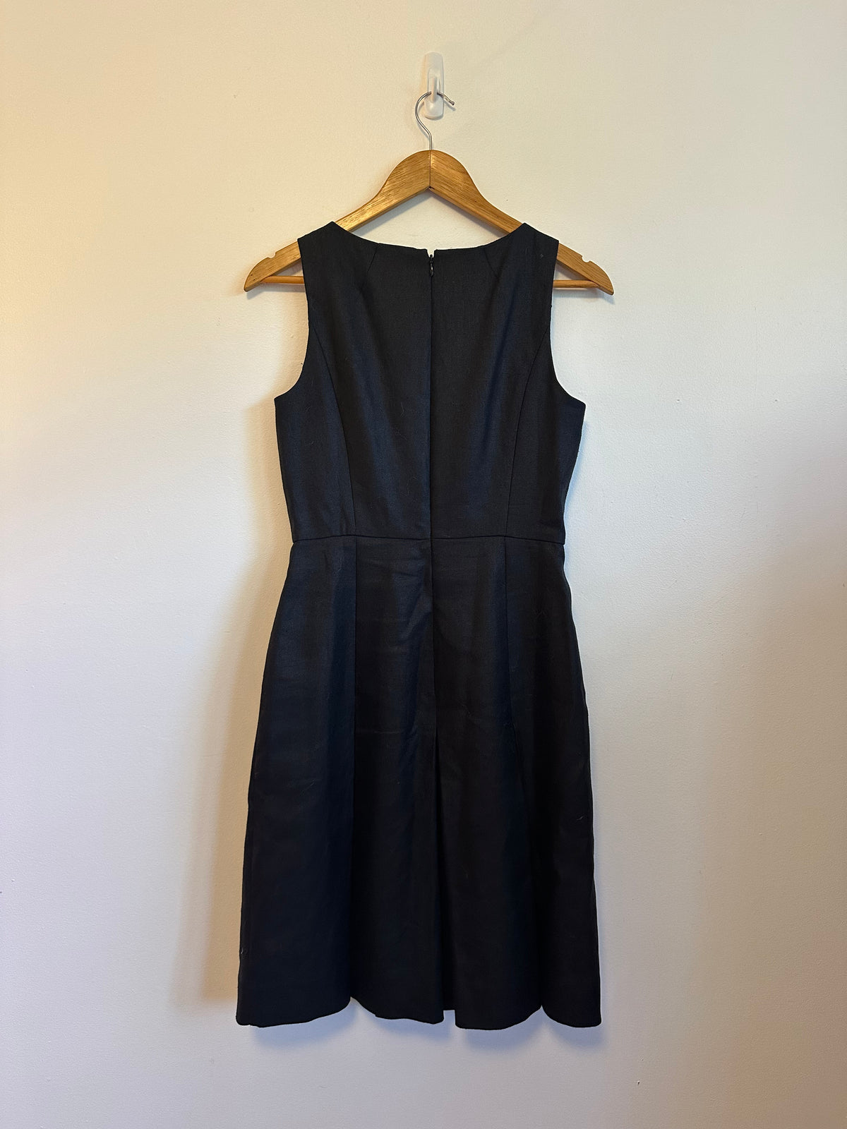 J. Crew Black Linen Sleeveless Fit and Flare Pleated Dress | Size 2