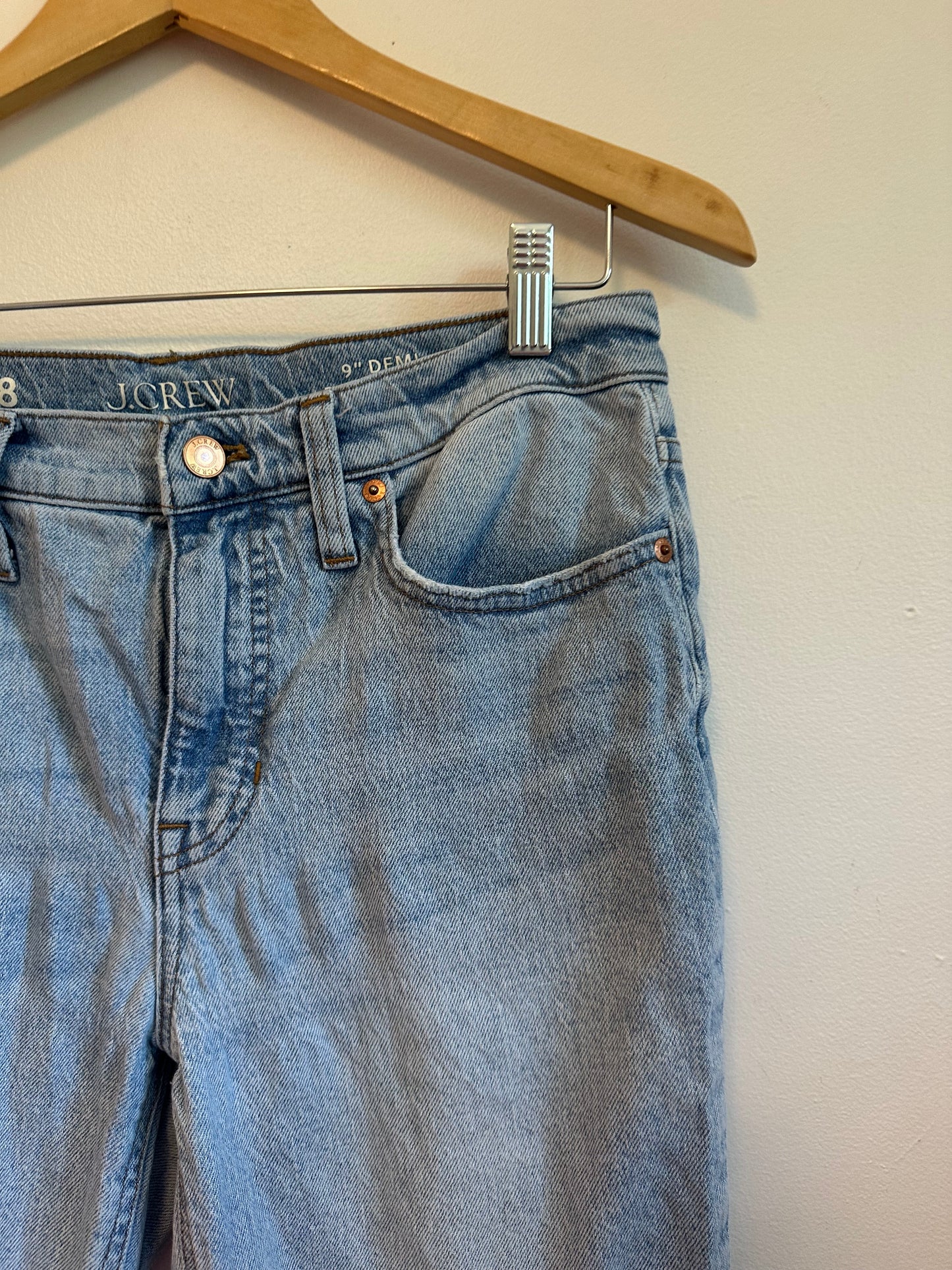 J. Crew Demi Boot Crop Light Wash Raw Hem Jeans | Size 28