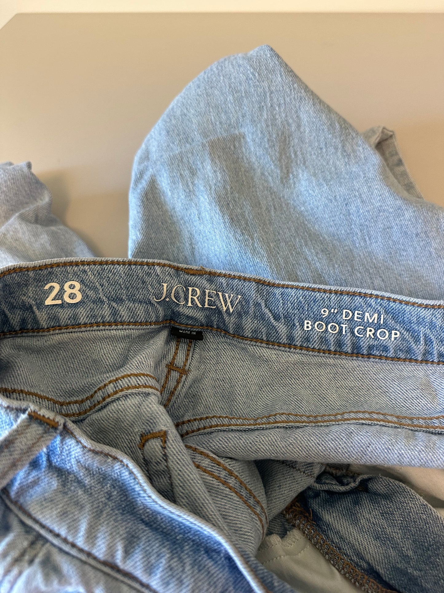 J. Crew Demi Boot Crop Light Wash Raw Hem Jeans | Size 28