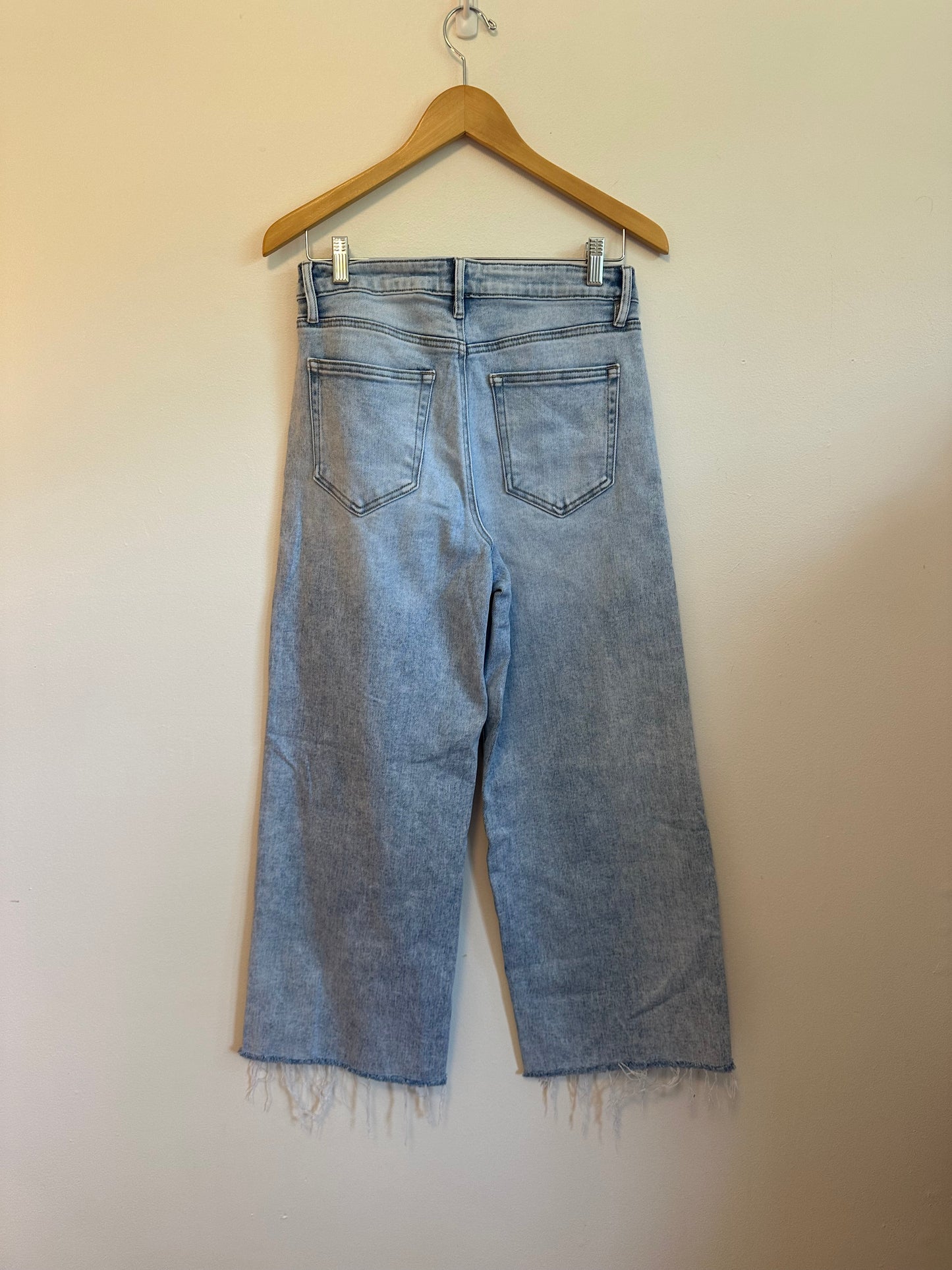 Bohme Colette Wide Leg Light Wash Raw Hem Jeans | Size 28
