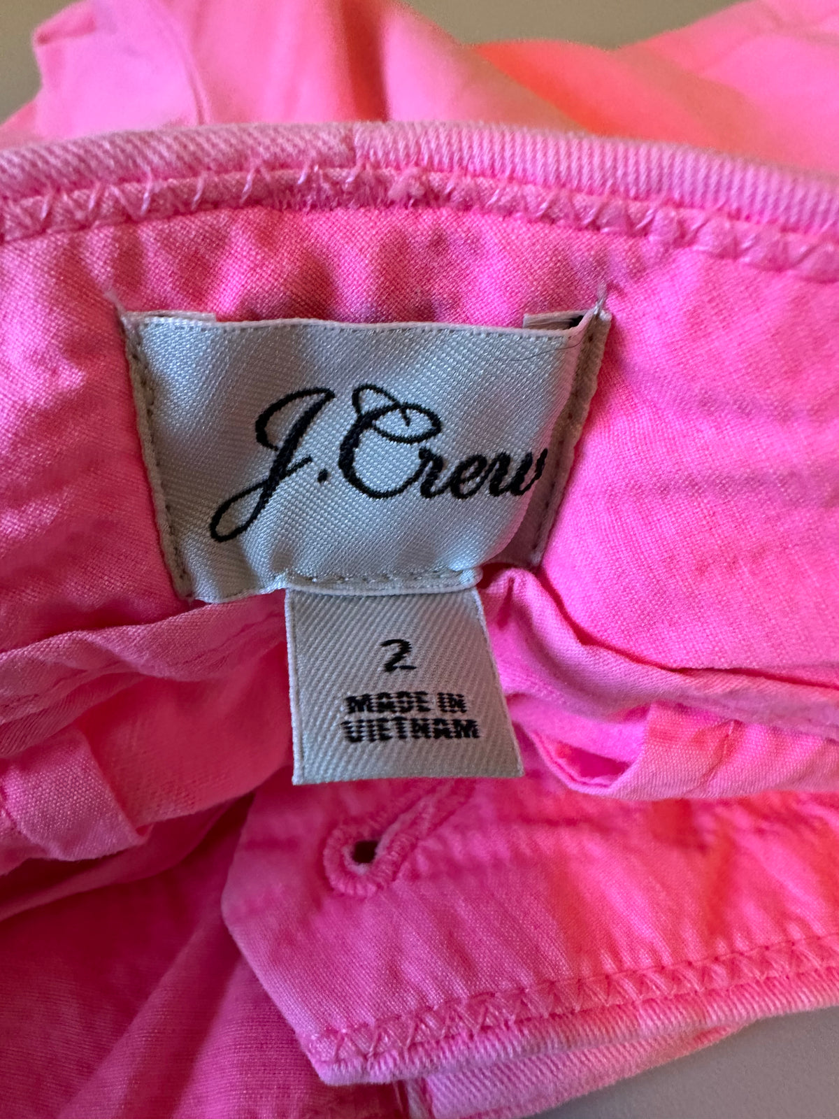 J. Crew Neon Pink Stretch Cotton Chino Shorts | Size 2