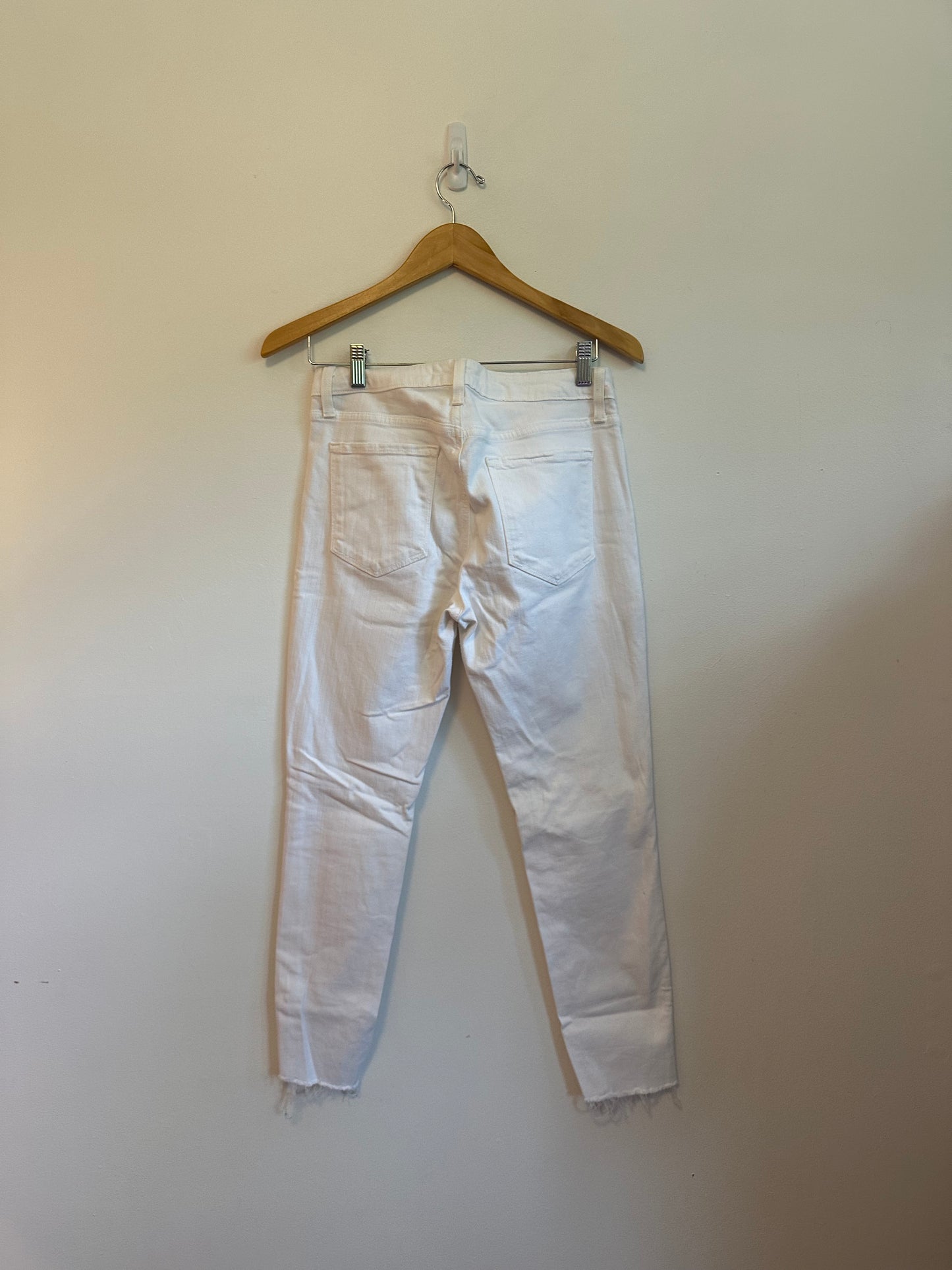 Just Black Denim White Distressed Raw Hem Skinny Jeans | Size 29