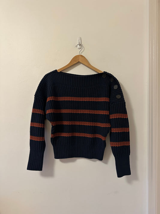 Banana Republic Cotton Striped Button Sweater | Size Small