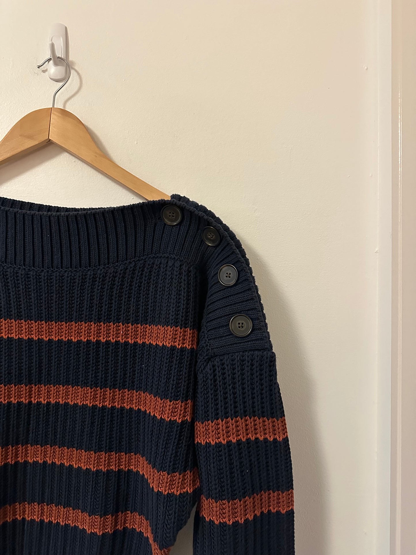 Banana Republic Cotton Striped Button Sweater | Size Small