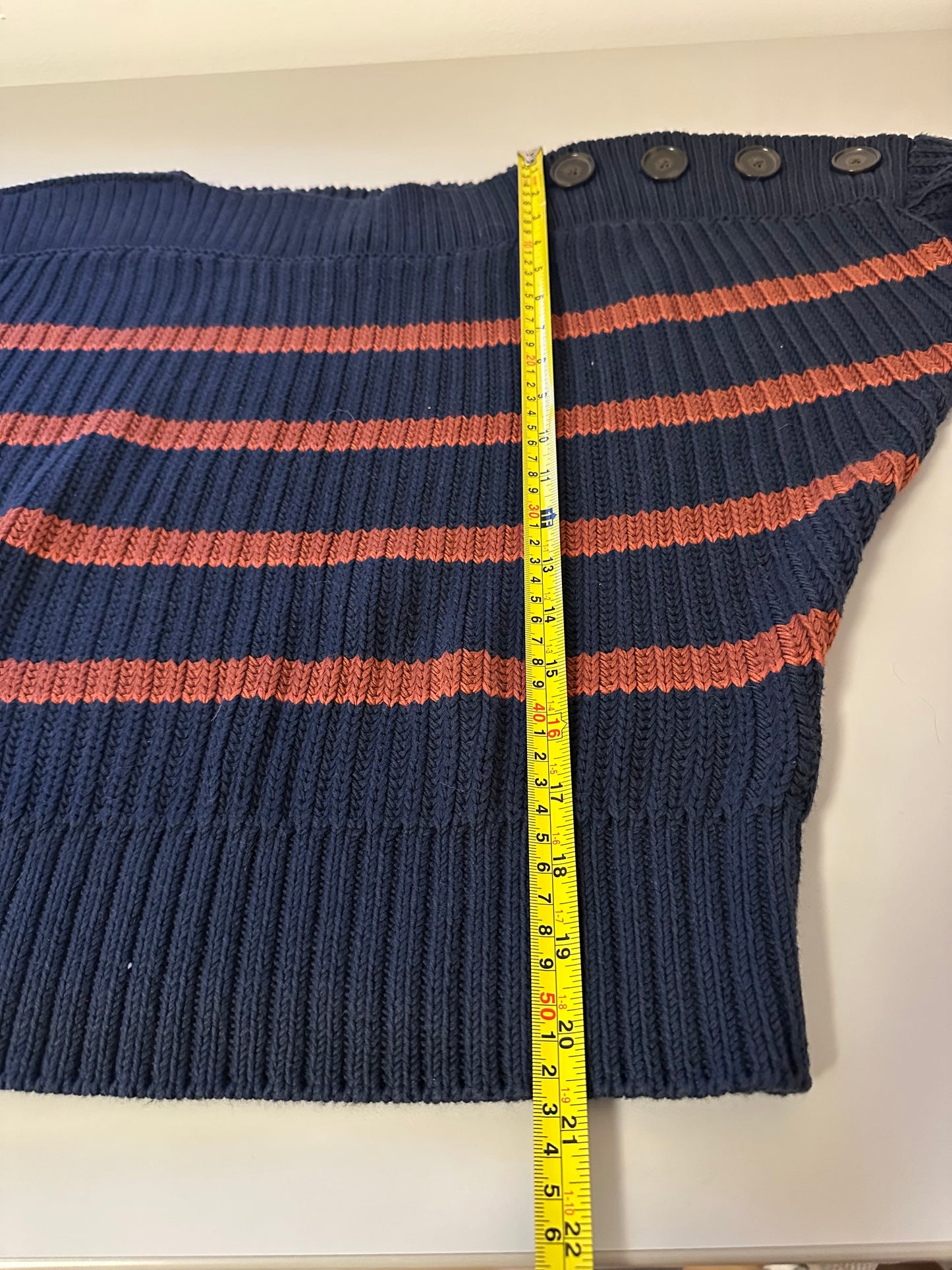 Banana Republic Cotton Striped Button Sweater | Size Small