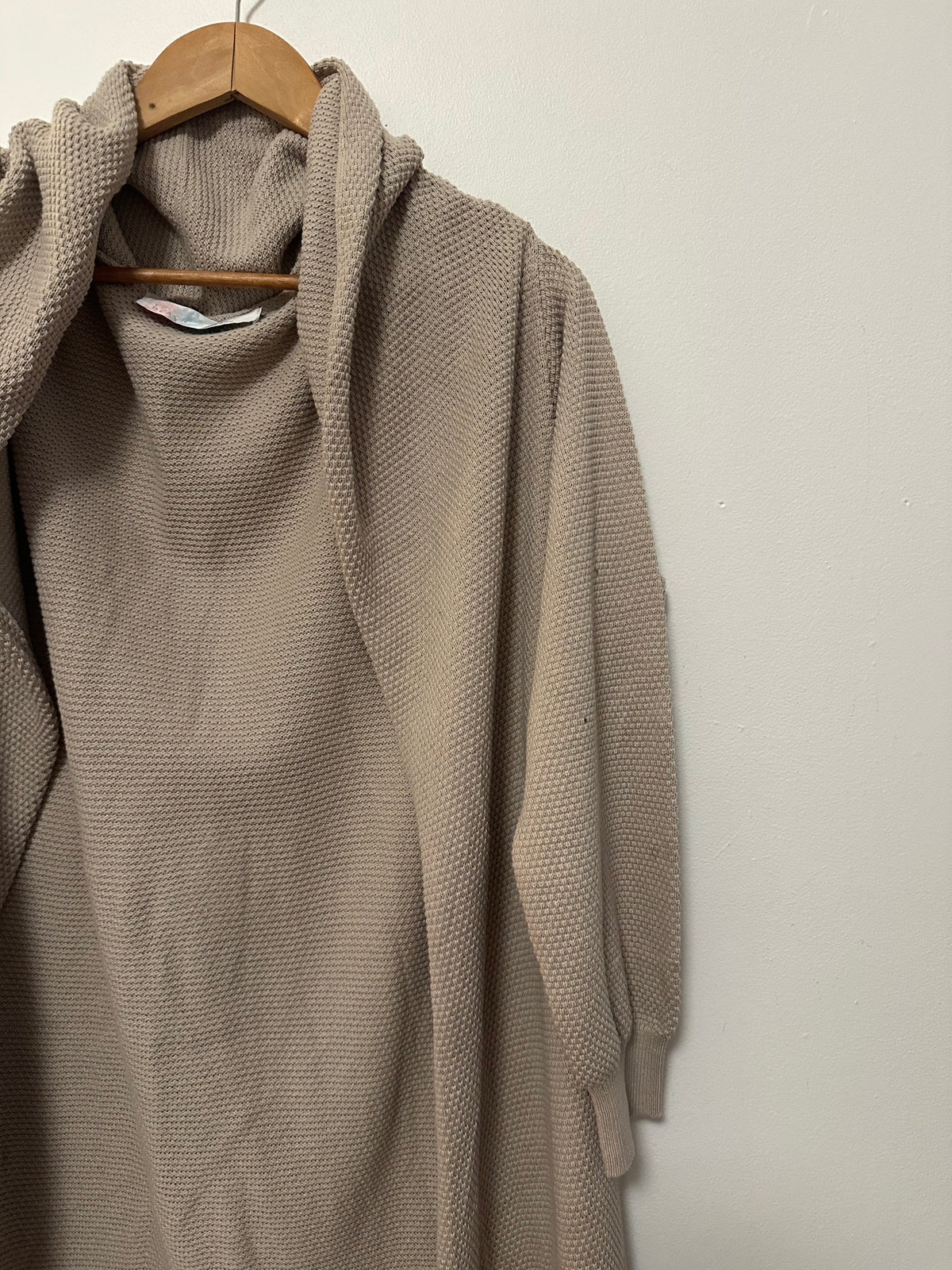 Free People FP Beach Tan Waffle Knit Longline Hooded Cardigan Sweater | Medium