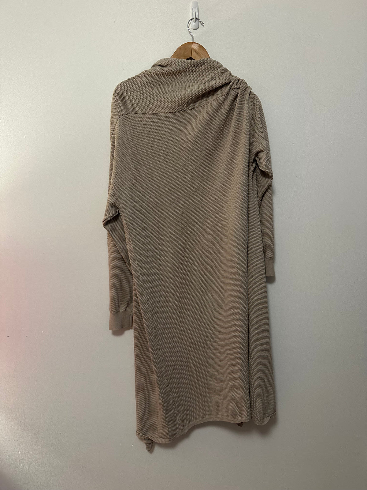Free People FP Beach Tan Waffle Knit Longline Hooded Cardigan Sweater | Medium