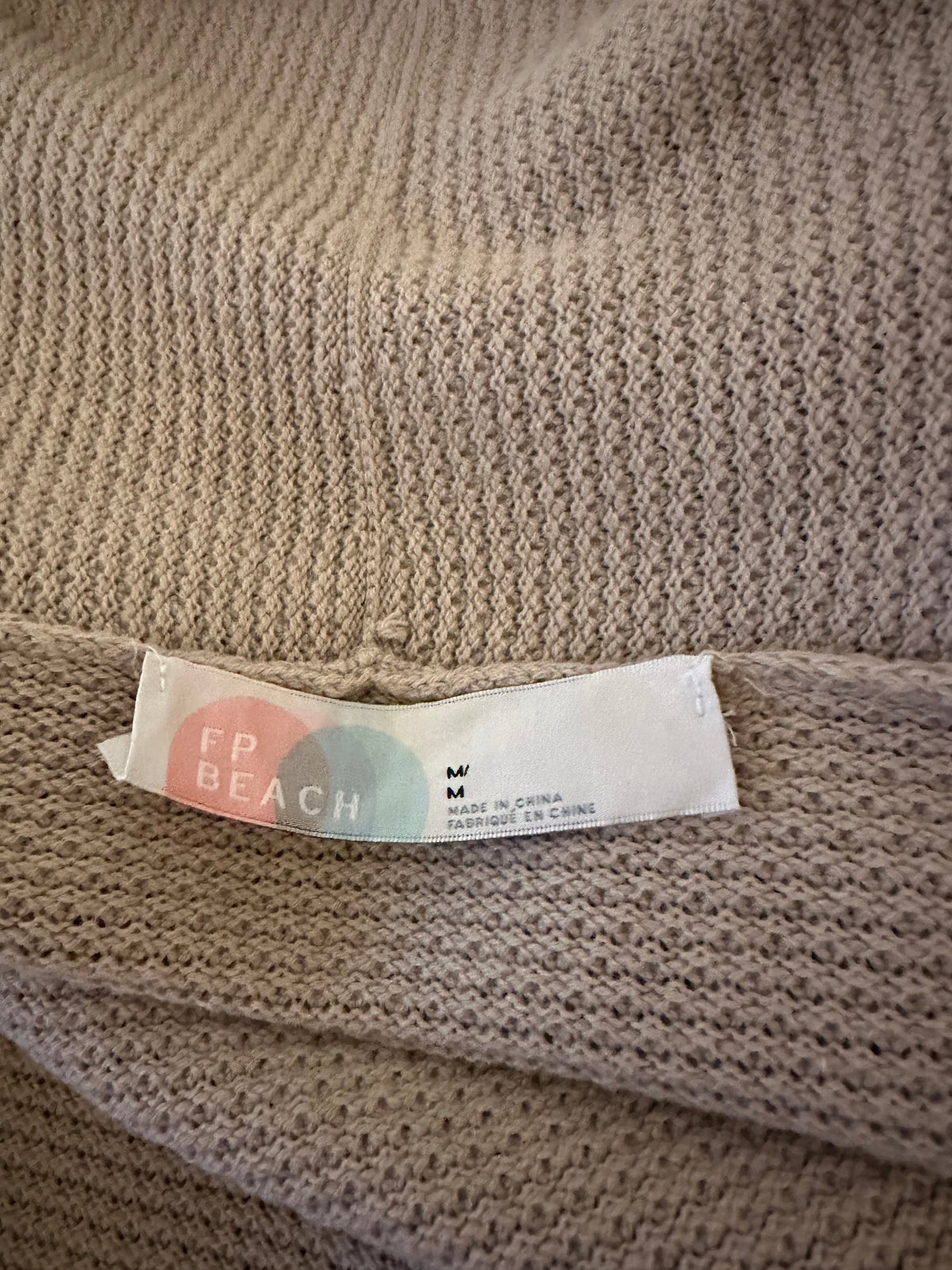 Free People FP Beach Tan Waffle Knit Longline Hooded Cardigan Sweater | Medium