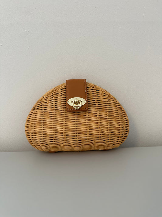 New J. McLaughlin Melody Wicker Clutch/Crossbody Bag