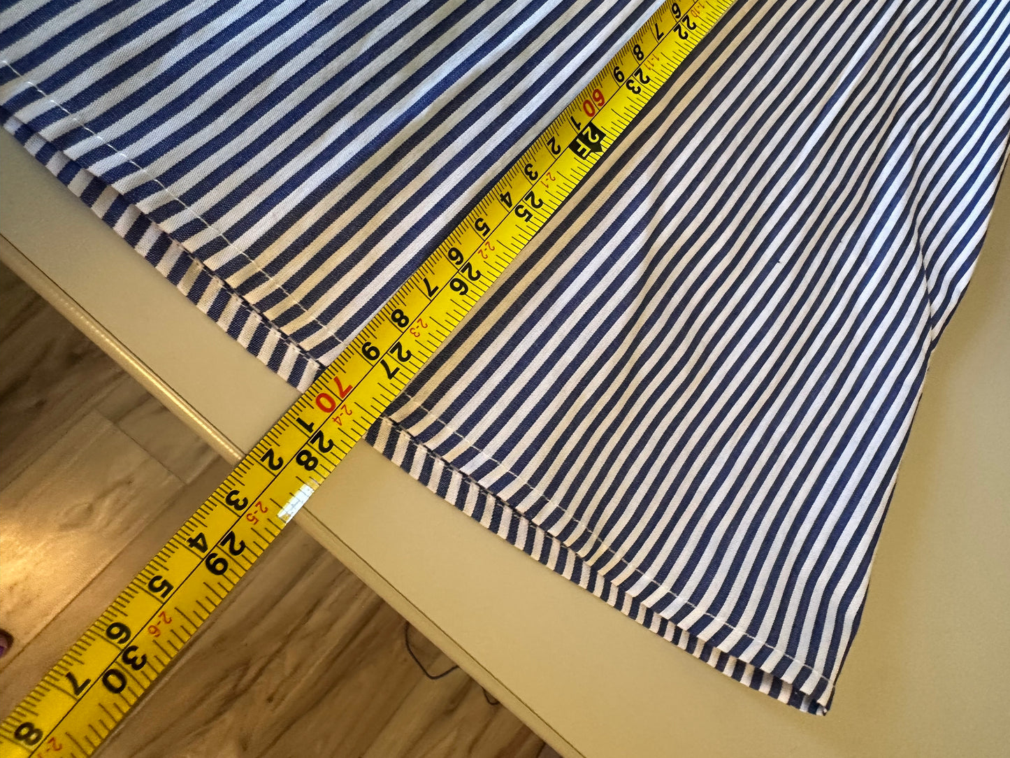 NWT Entro Blue and White Striped Ruffle Sleeve Blouse | Size Medium