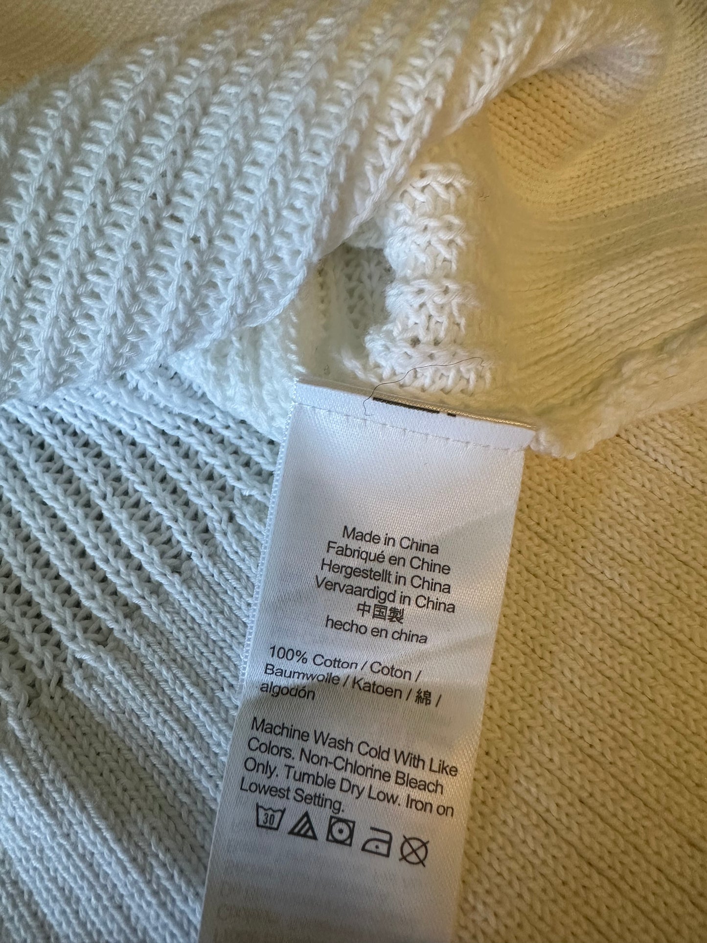 J. Crew White Cotton Polo V-Neck Ribbed Knit Sweater | Size Small