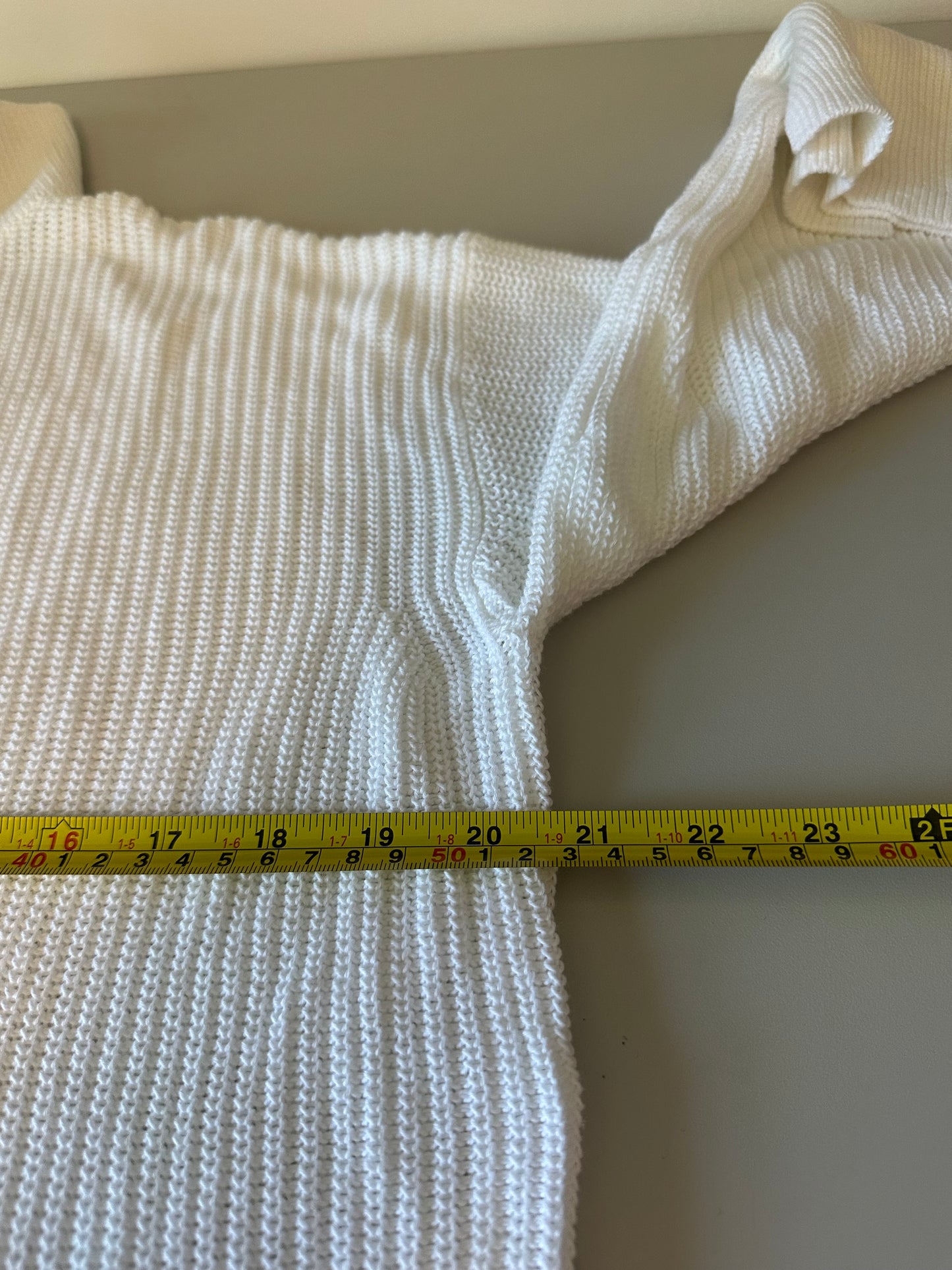 J. Crew White Cotton Polo V-Neck Ribbed Knit Sweater | Size Small