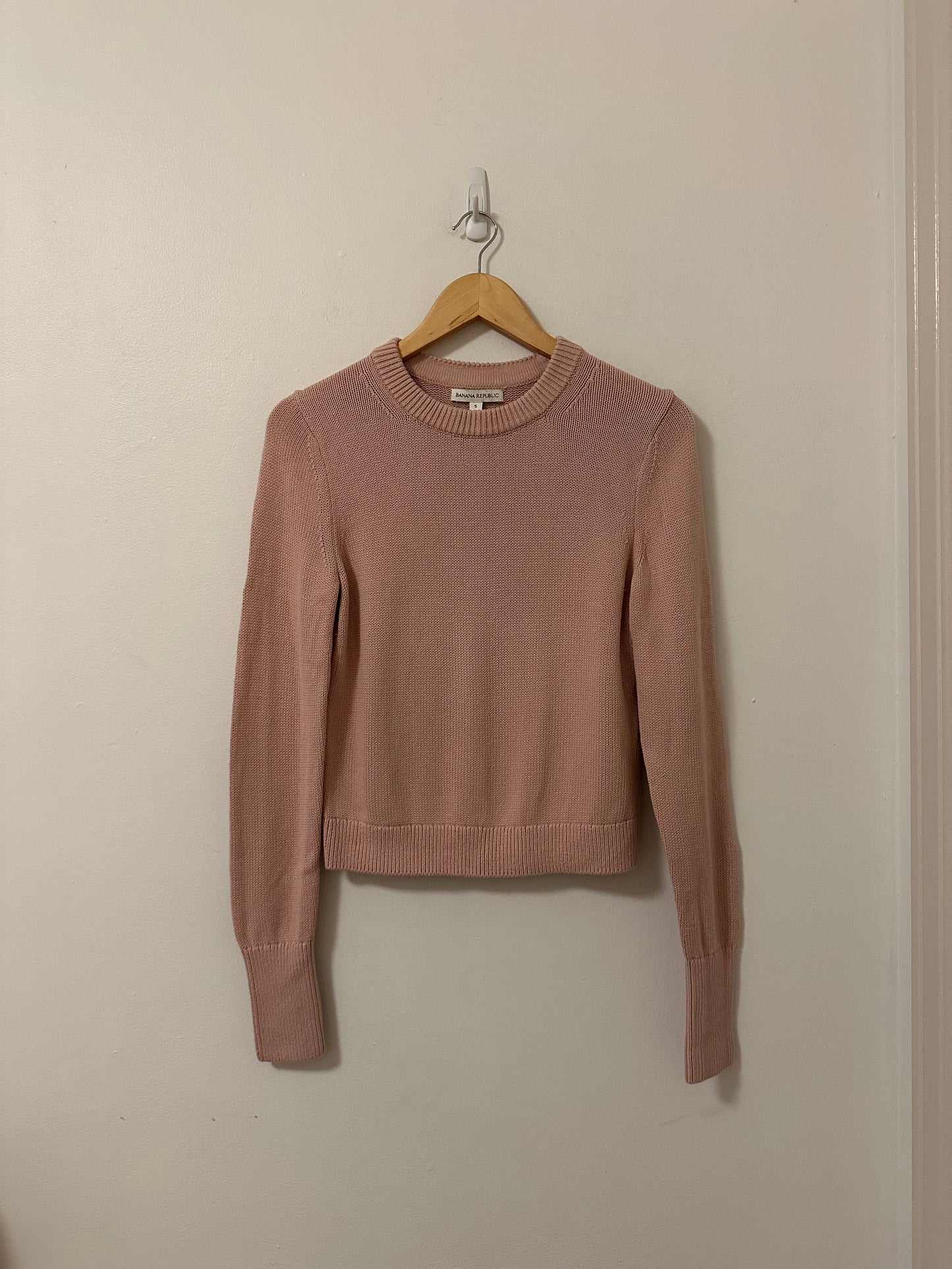 Banana Republic Cotton and Silk Pink Crewneck Sweater | Size Small