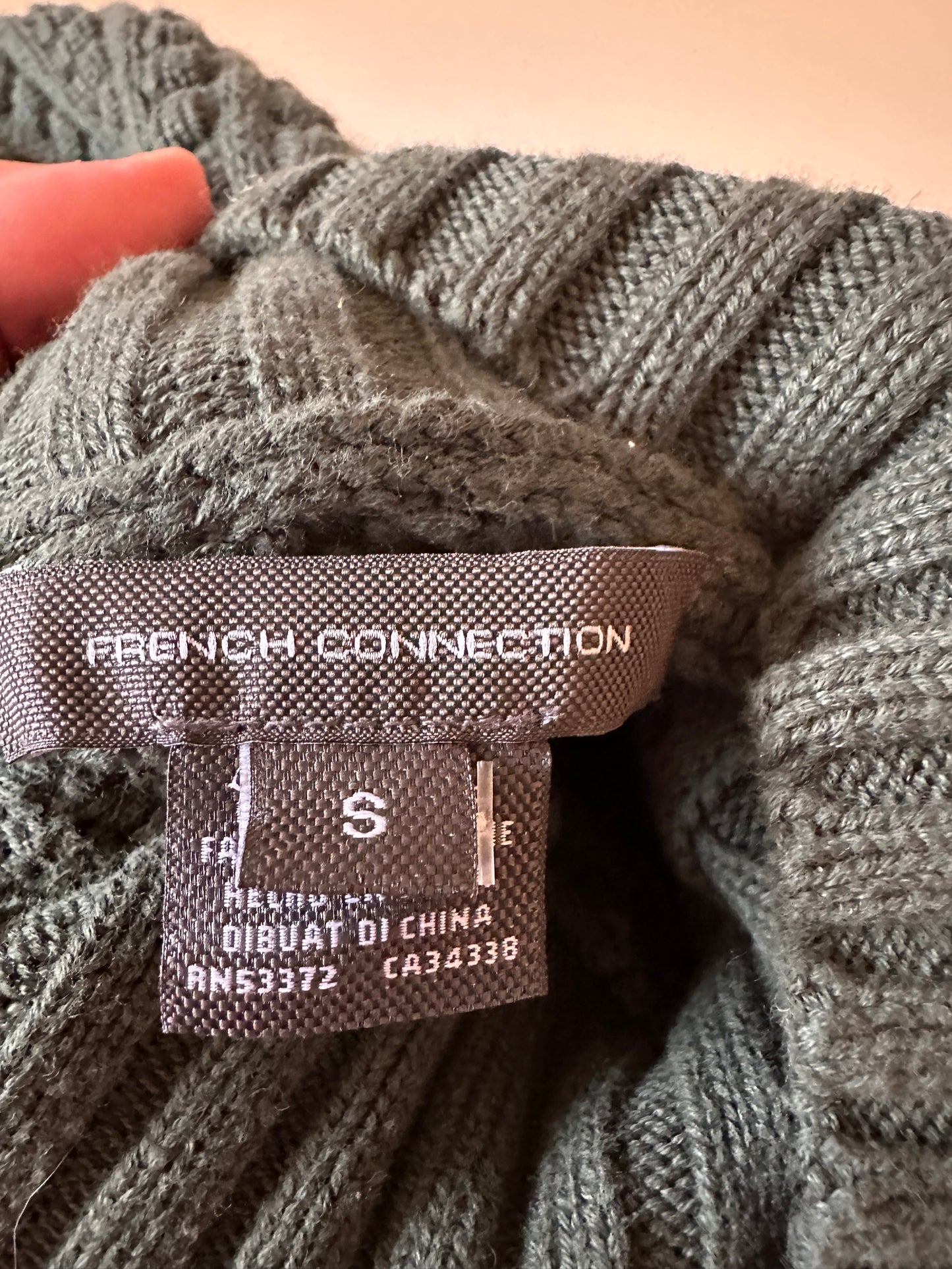 French Connection Forest Green Popcorn Knit Mock Neck Sleeveless Sweater | Size Small