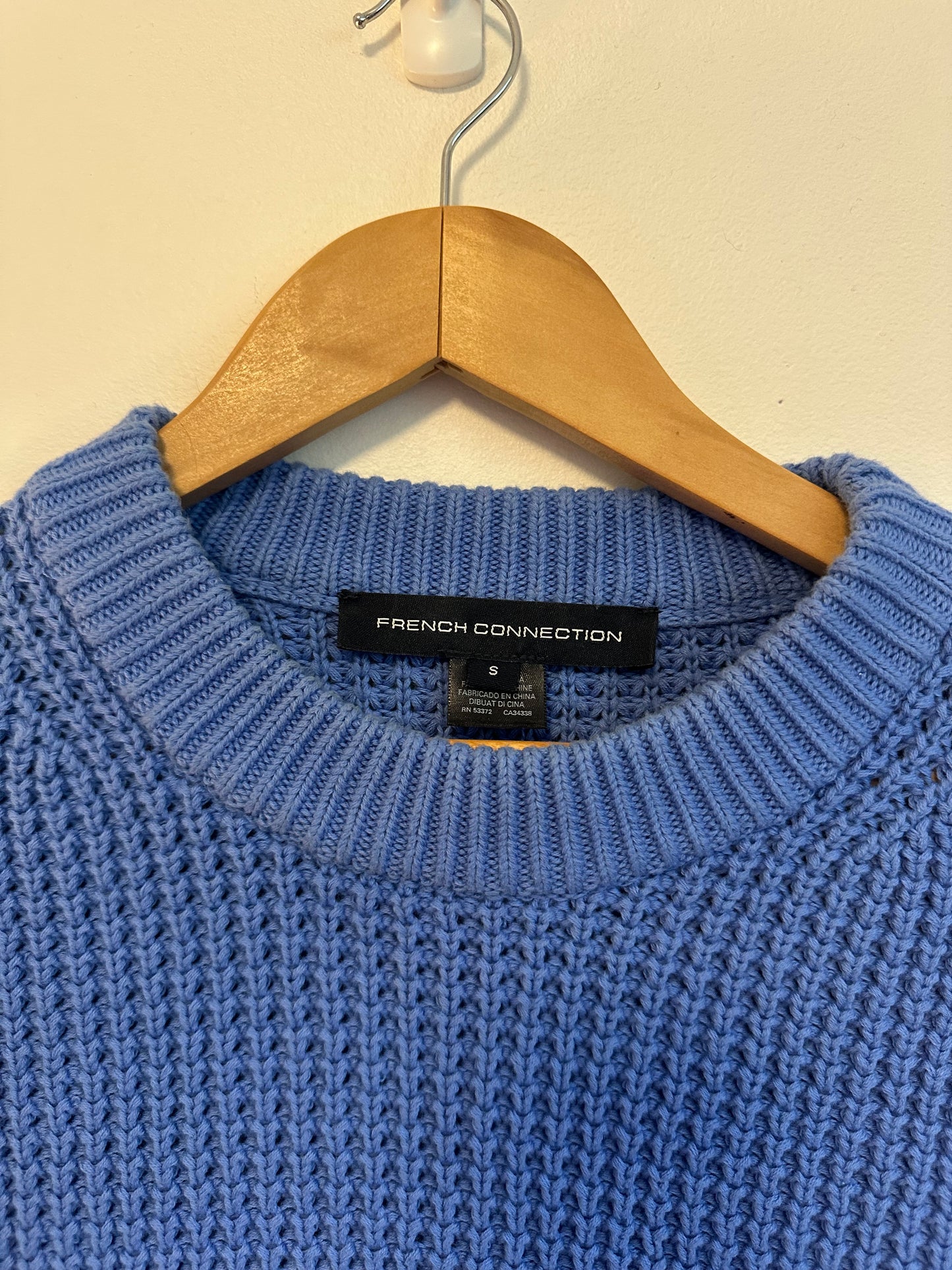French Connection Periwinkle Blue Waffle Knit Short Sleeve Sweater | Size Small