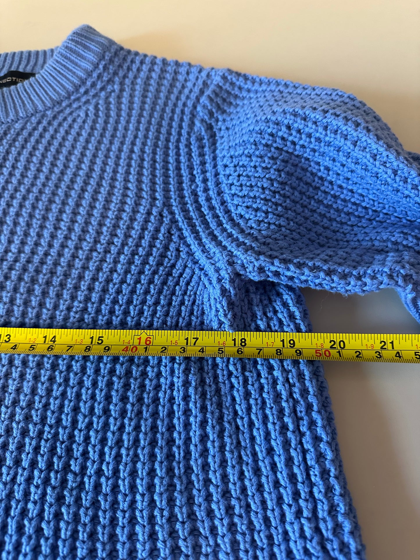 French Connection Periwinkle Blue Waffle Knit Short Sleeve Sweater | Size Small