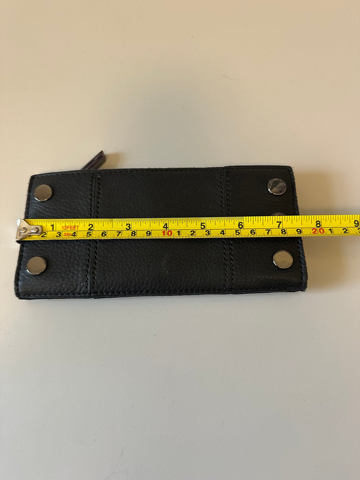 Hammitt 110 North Black Pebbled Leather Trifold Wallet with Silver Rivets