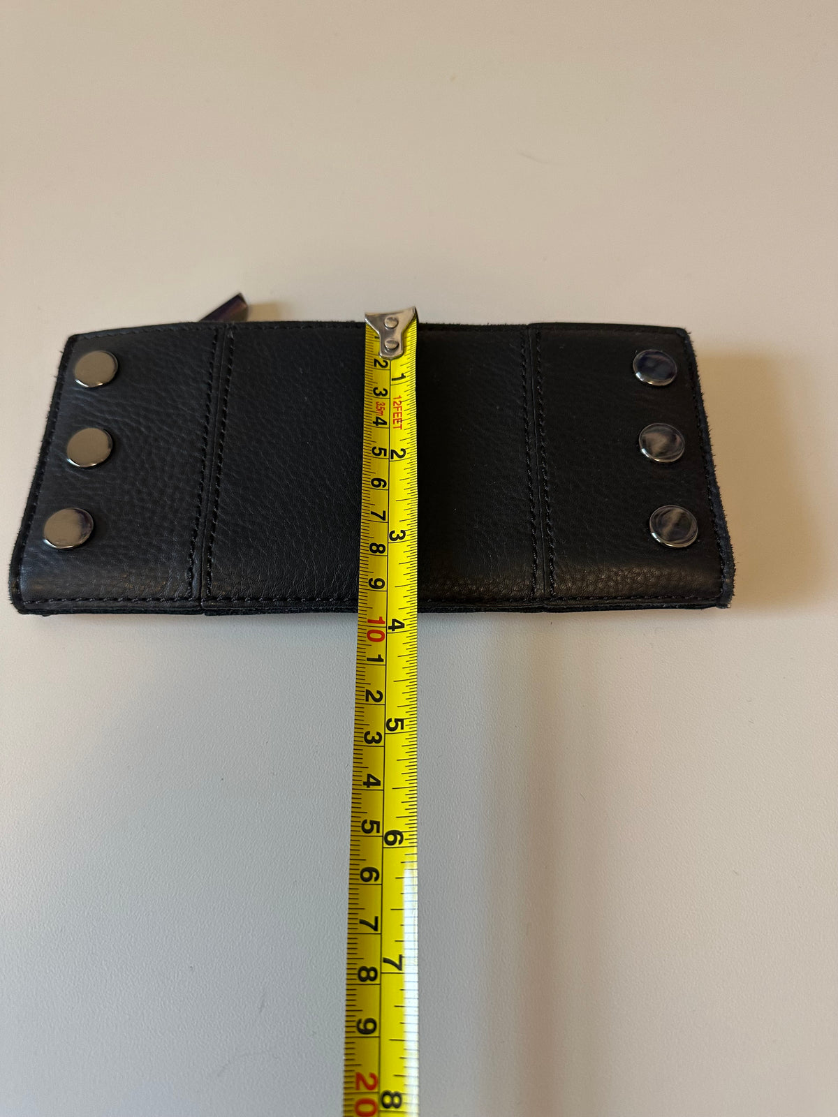 Hammitt 110 North Black Pebbled Leather Trifold Wallet with Silver Rivets