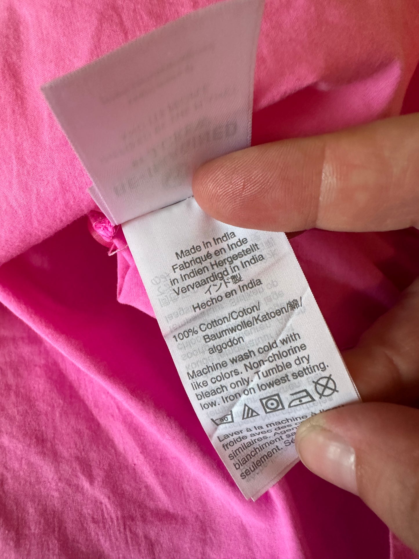 J. Crew Hot Pink Cotton Poplin Henley Long Sleeve Band Collar Shirt | Size Small